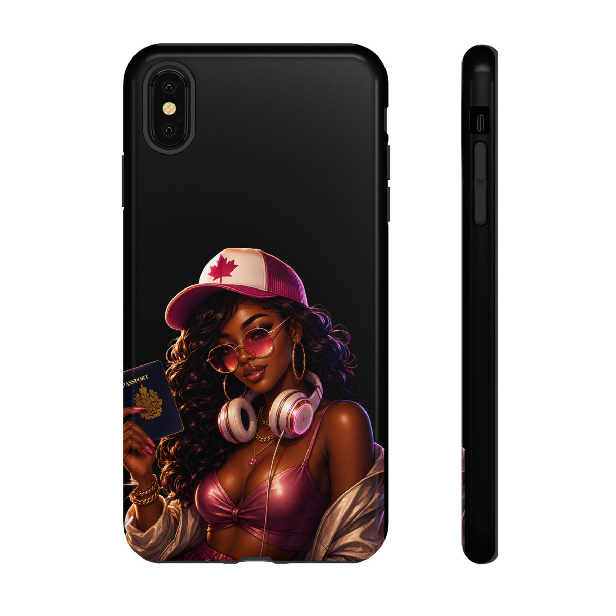 Phone Case - Cool Urban Woman with Headphones & Maple Hat