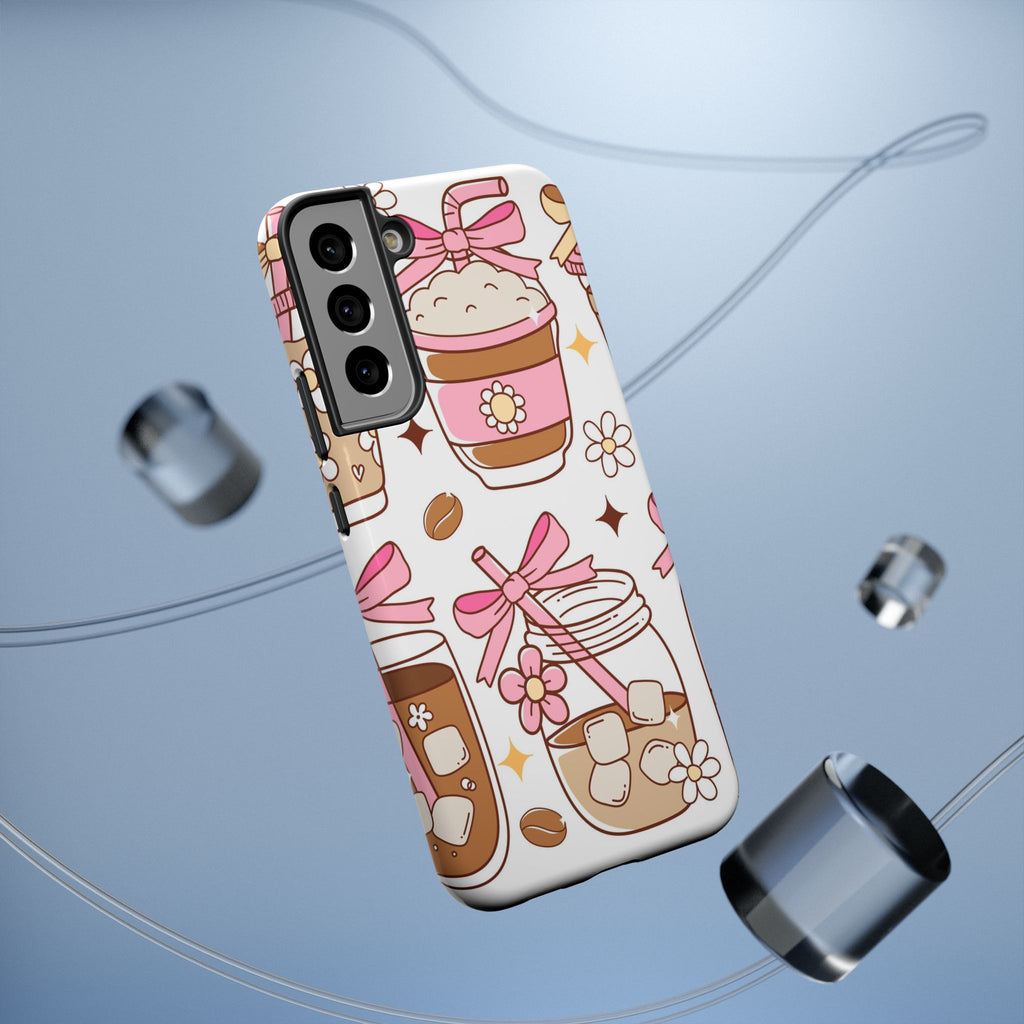 Cute Pink Coffee & Latte Pattern Impact Phone Case