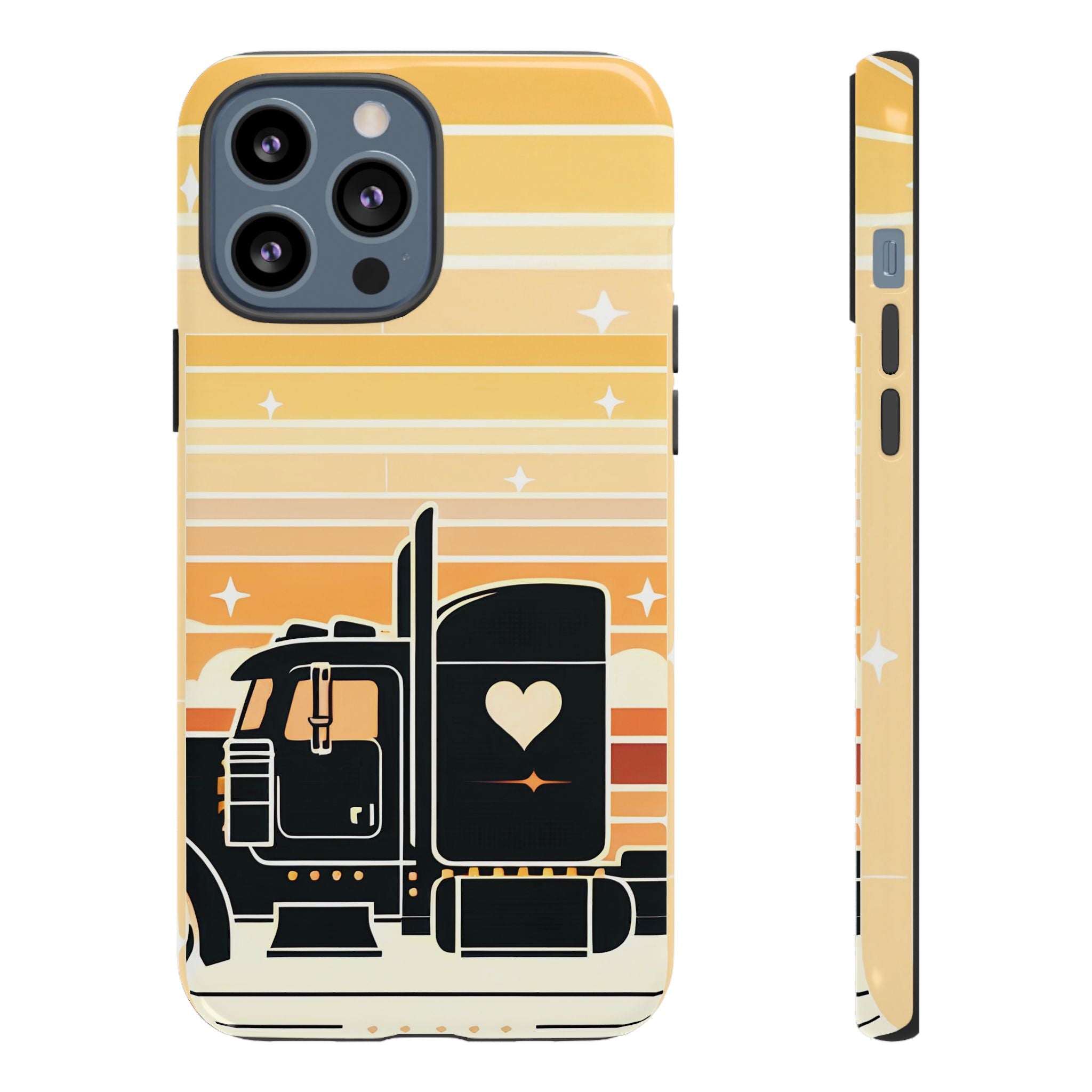 Trucker Heart Phone Case — Retro Semi Truck Protective Phone Cover