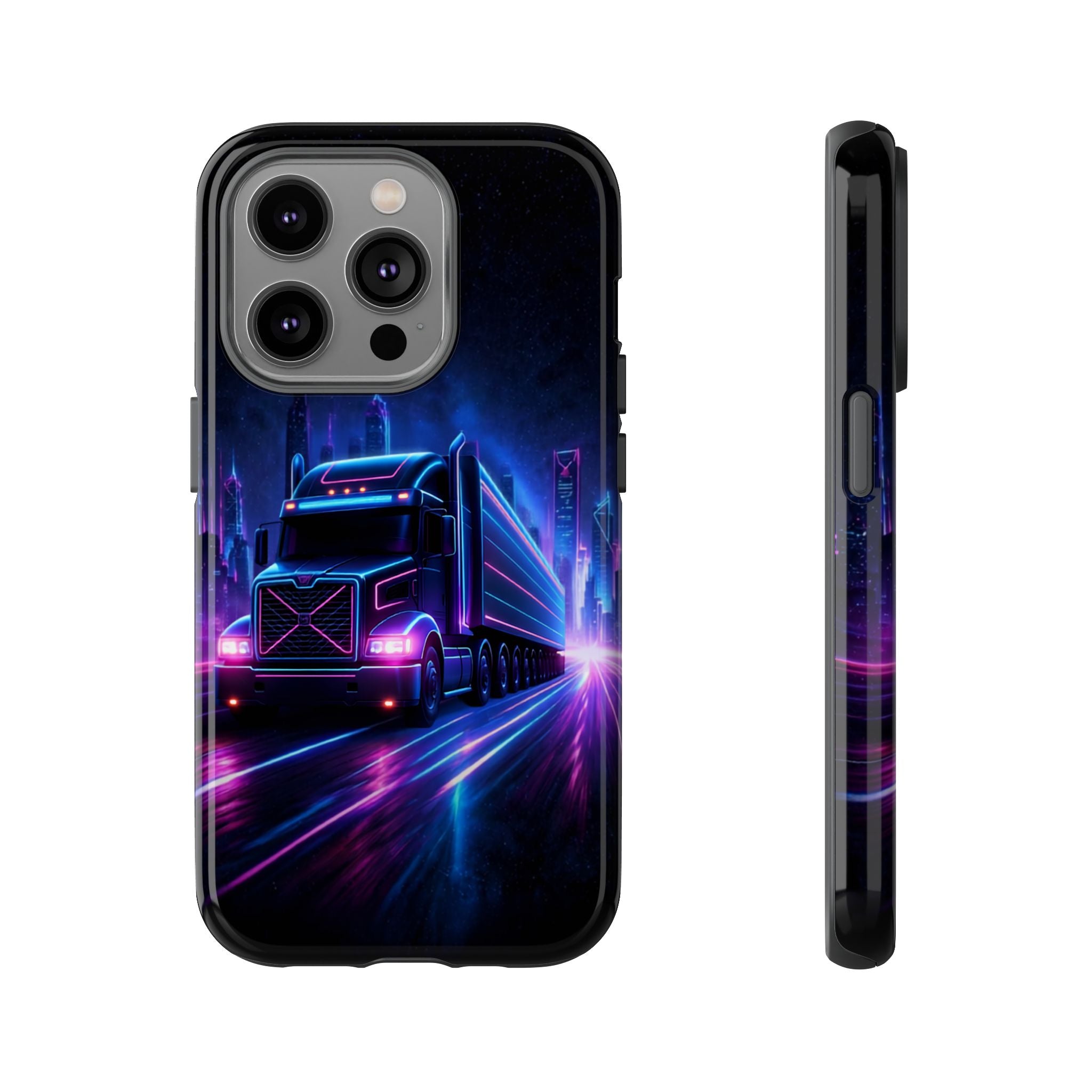 Neon Retro Rig Phone Case — Trucker Semi Truck Nightscape Protective Case