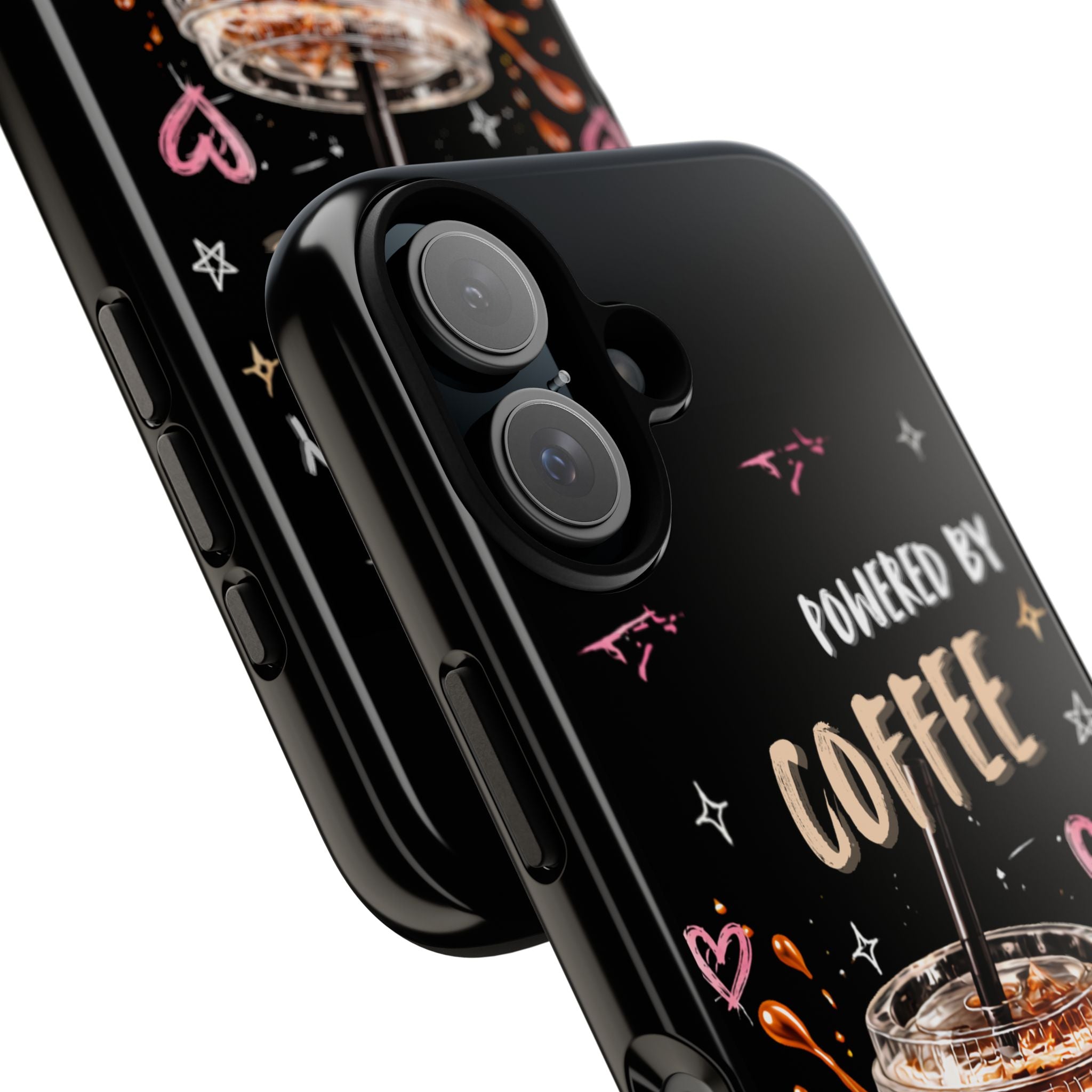 Phone Case — "Powered by Coffee & Chaos" Iced Coffee Protective Cover