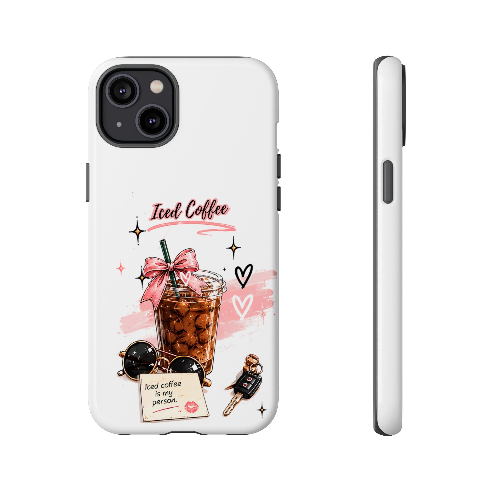 Iced Coffee Phone Case – Cute Pink Boba Design ("Iced coffee is my person")