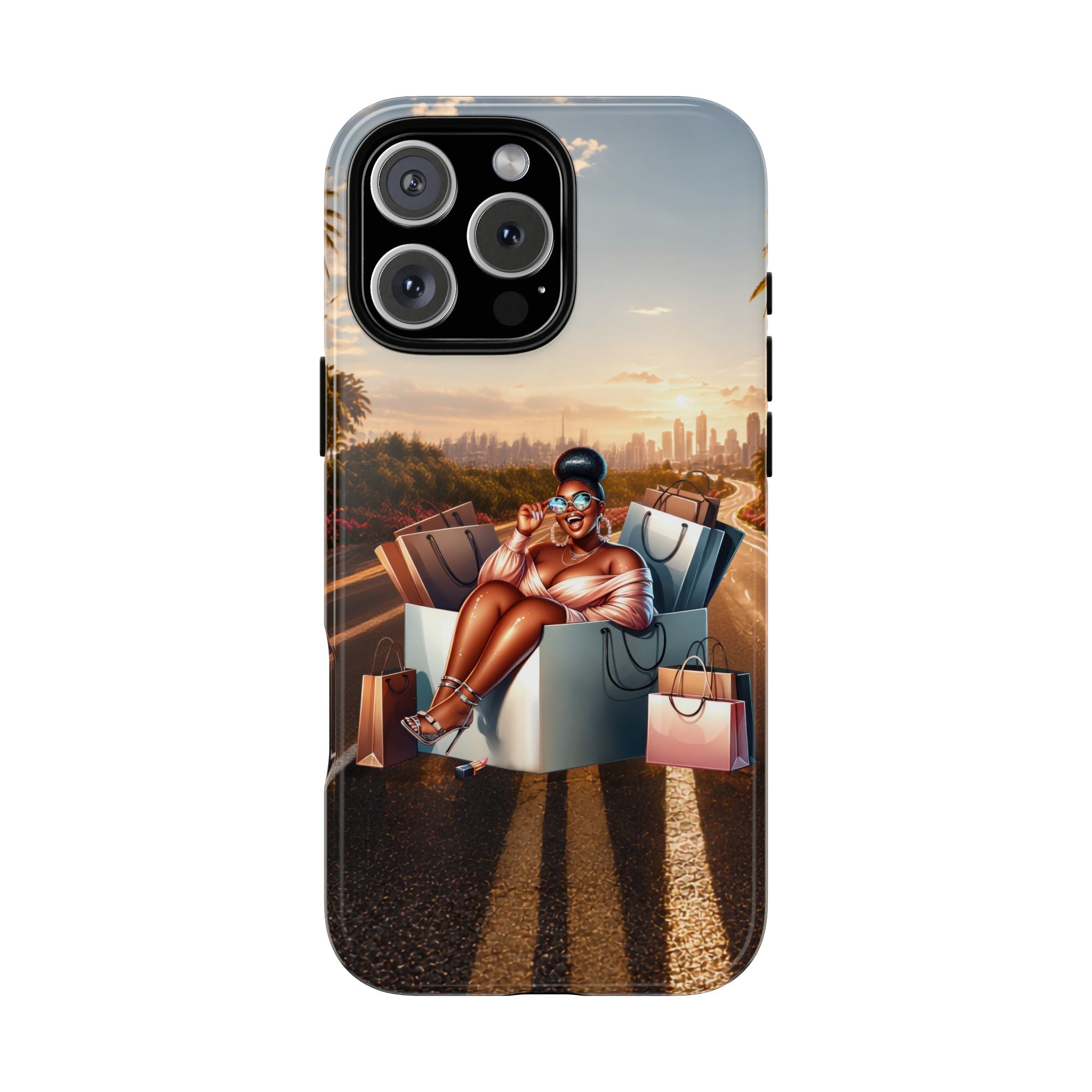 Phone Case — Chic Shopper Illustration on Cloud Background
