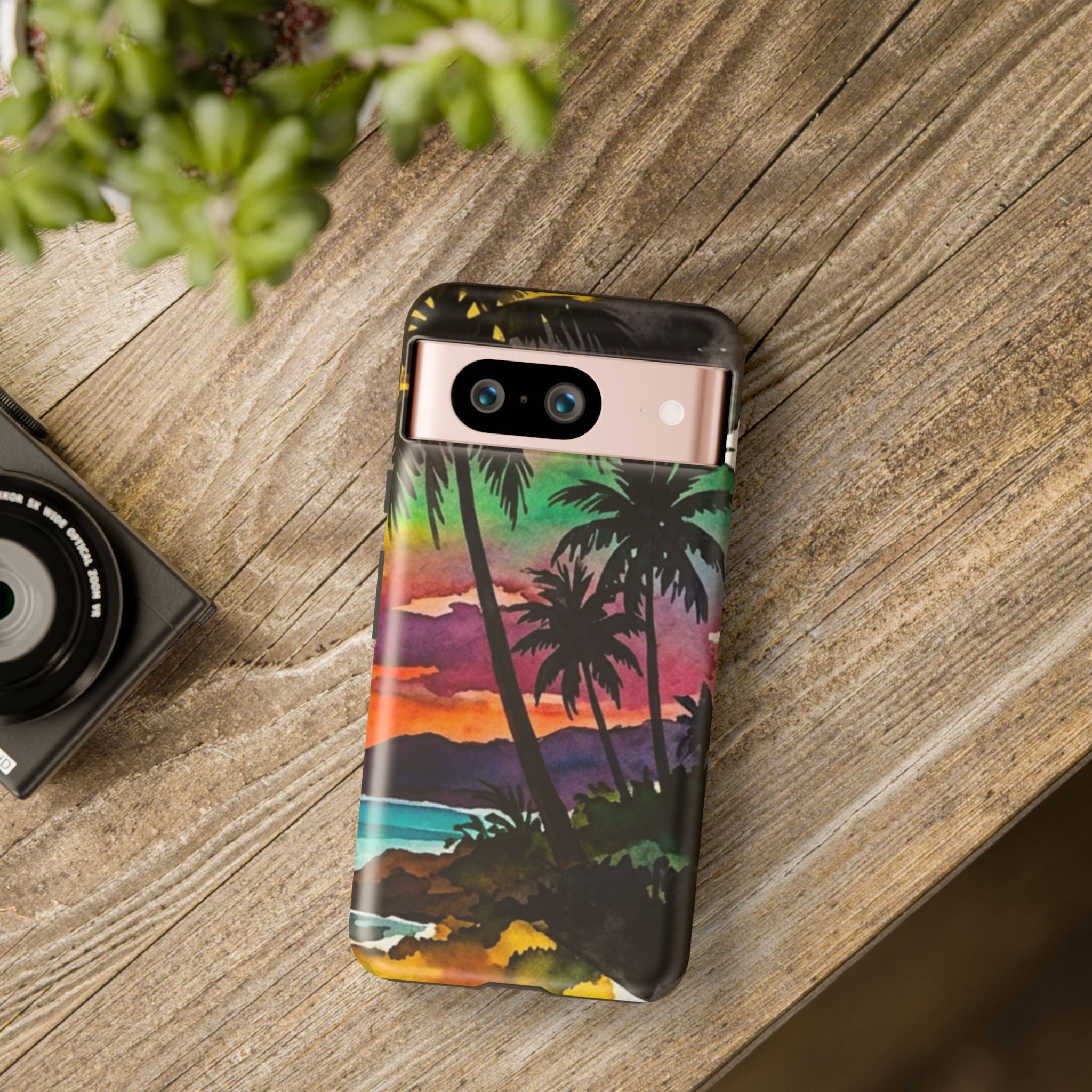 Tropical Sunset Phone Case – Palm Tree Beach Protective Cover