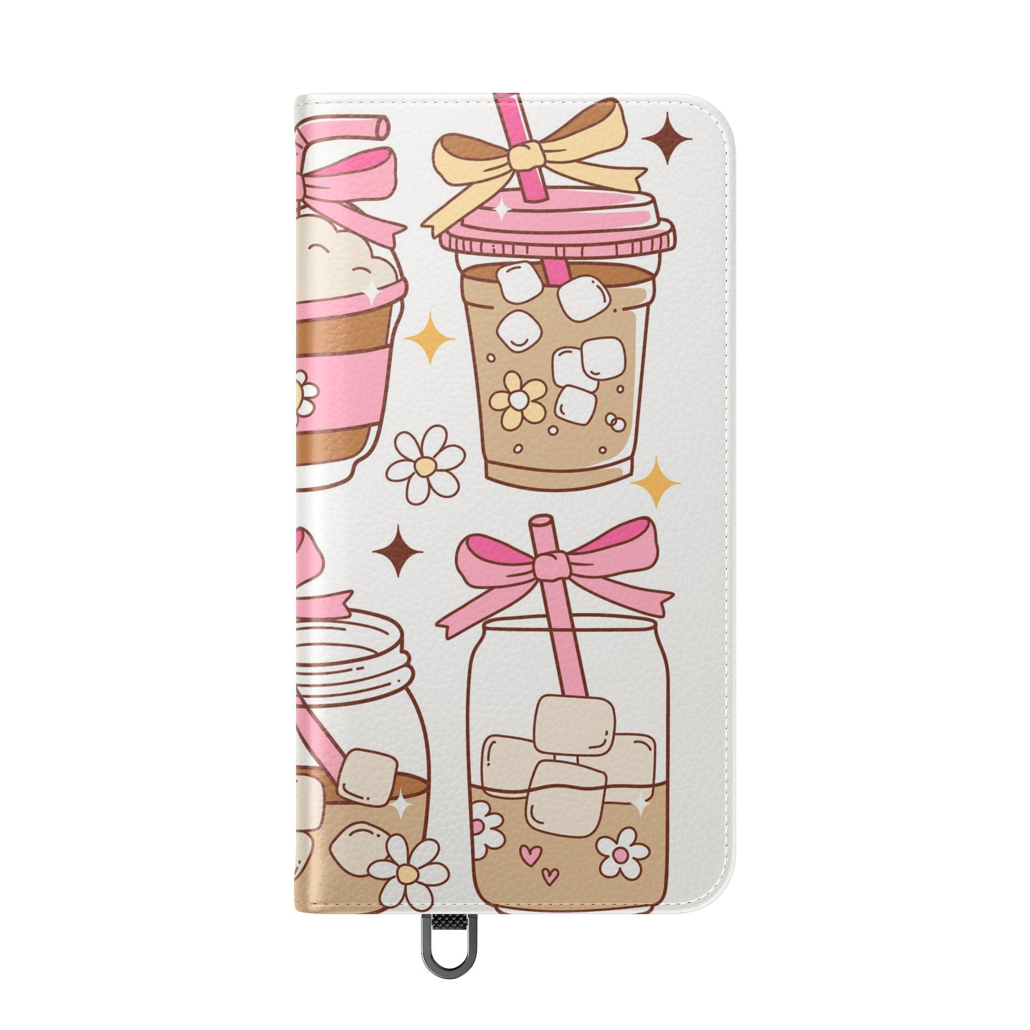 Cute Coffee & Latte Flip Phone Case – Cozy Boba & Dessert Wallet Cover