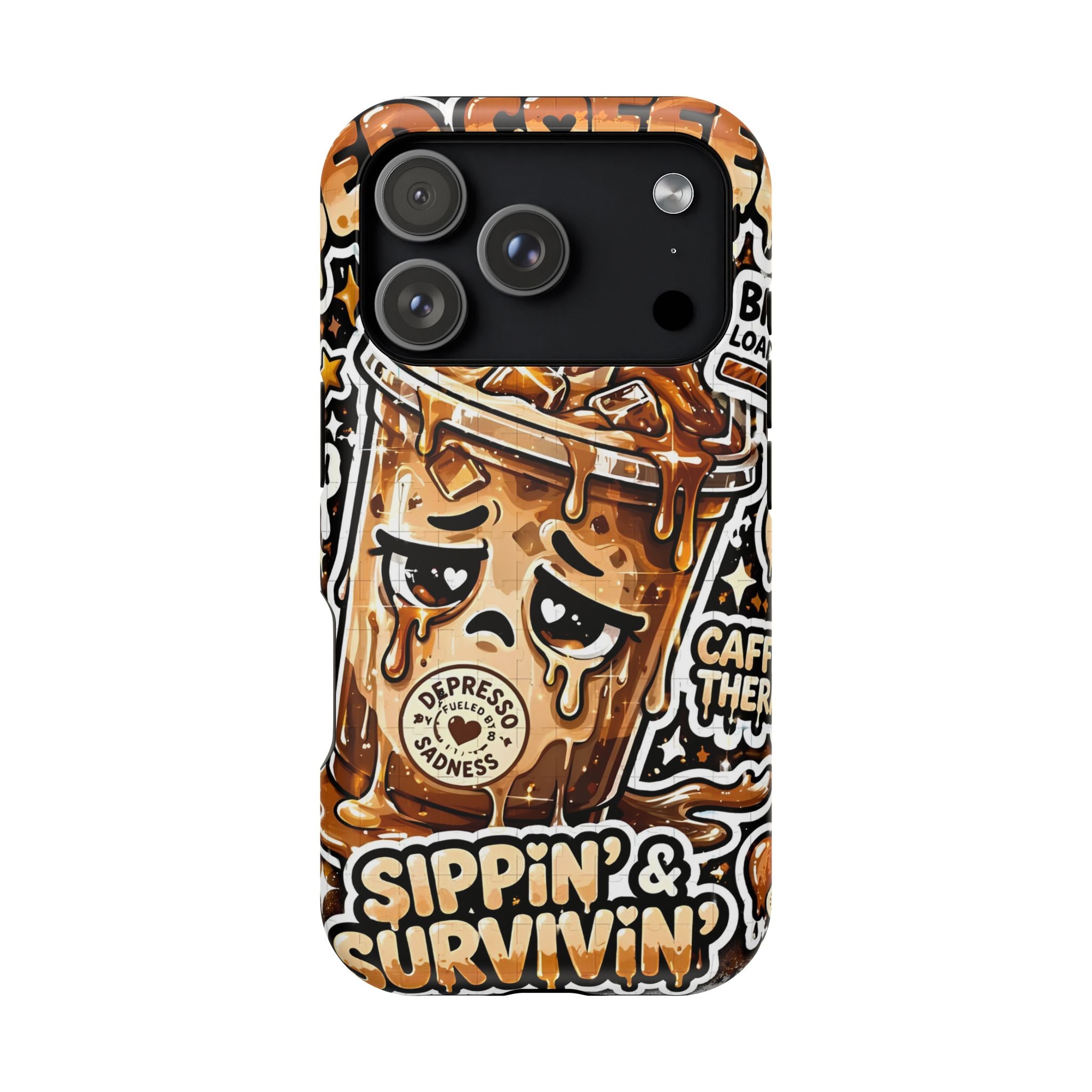 Iced Coffee Phone Case — “Sippin' & Survivin'” Magnetic Impact-Resistant Case