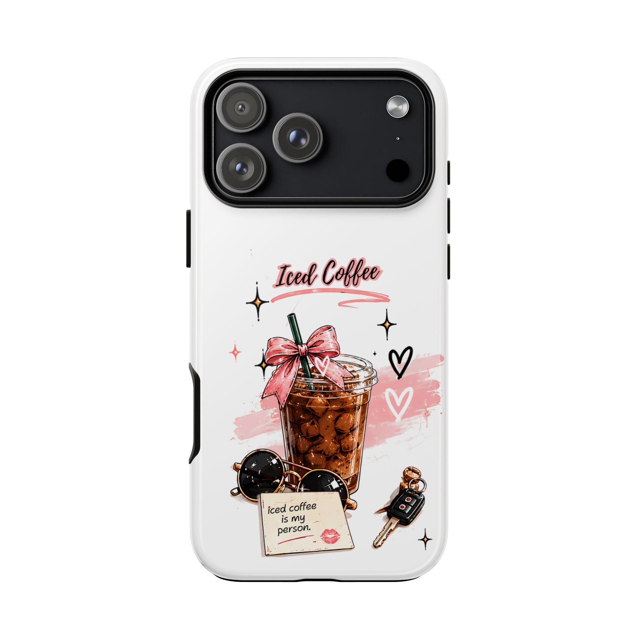 Iced Coffee Phone Case – Cute Pink Boba Design ("Iced coffee is my person")