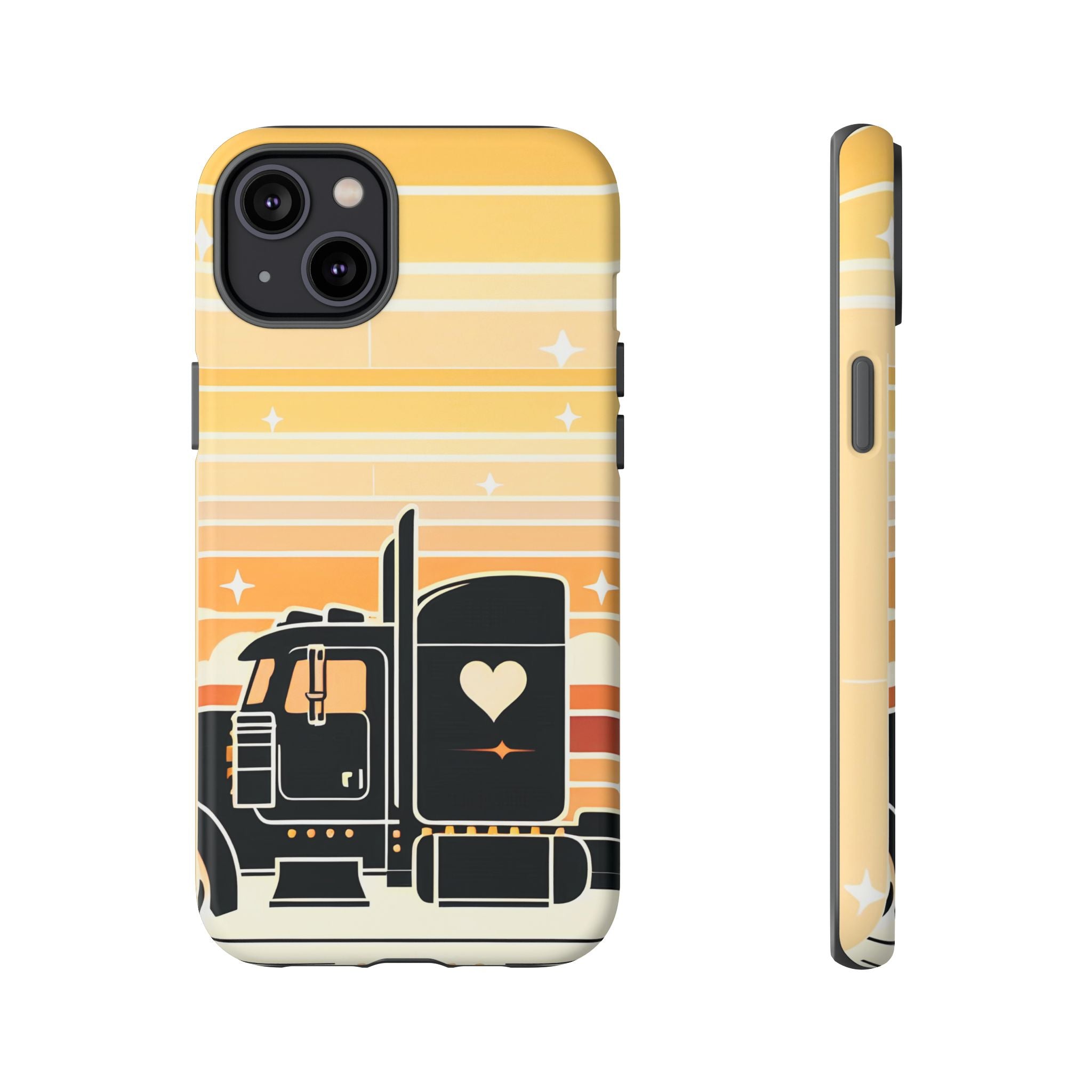Trucker Heart Phone Case — Retro Semi Truck Protective Phone Cover