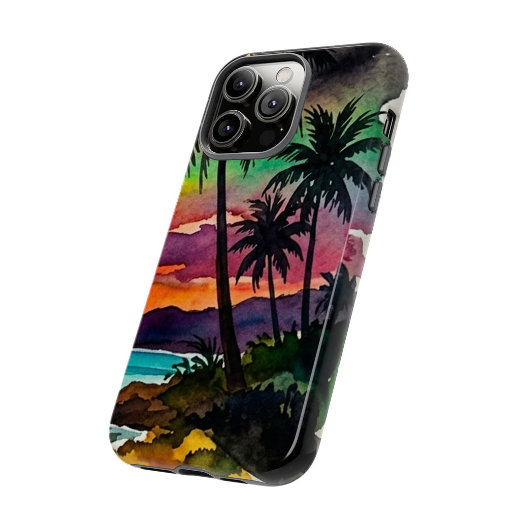 Tropical Sunset Phone Case – Palm Tree Beach Protective Cover