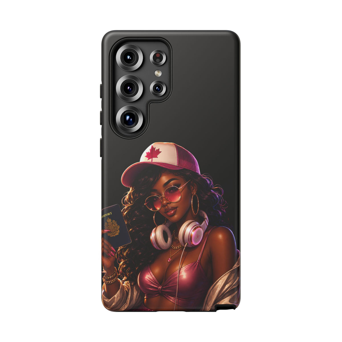 Phone Case - Cool Urban Woman with Headphones & Maple Hat