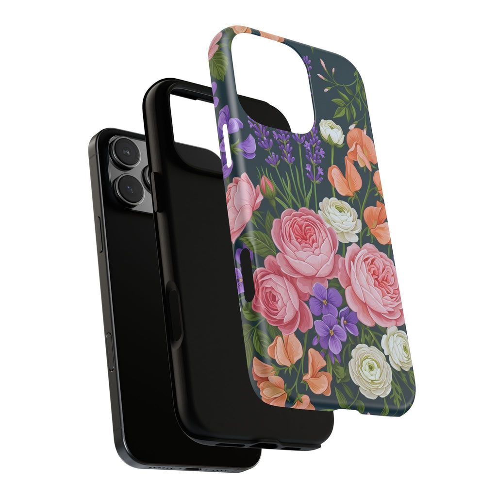 Floral Bouquet Phone Case — Vintage Roses & Lavender Protective Cover