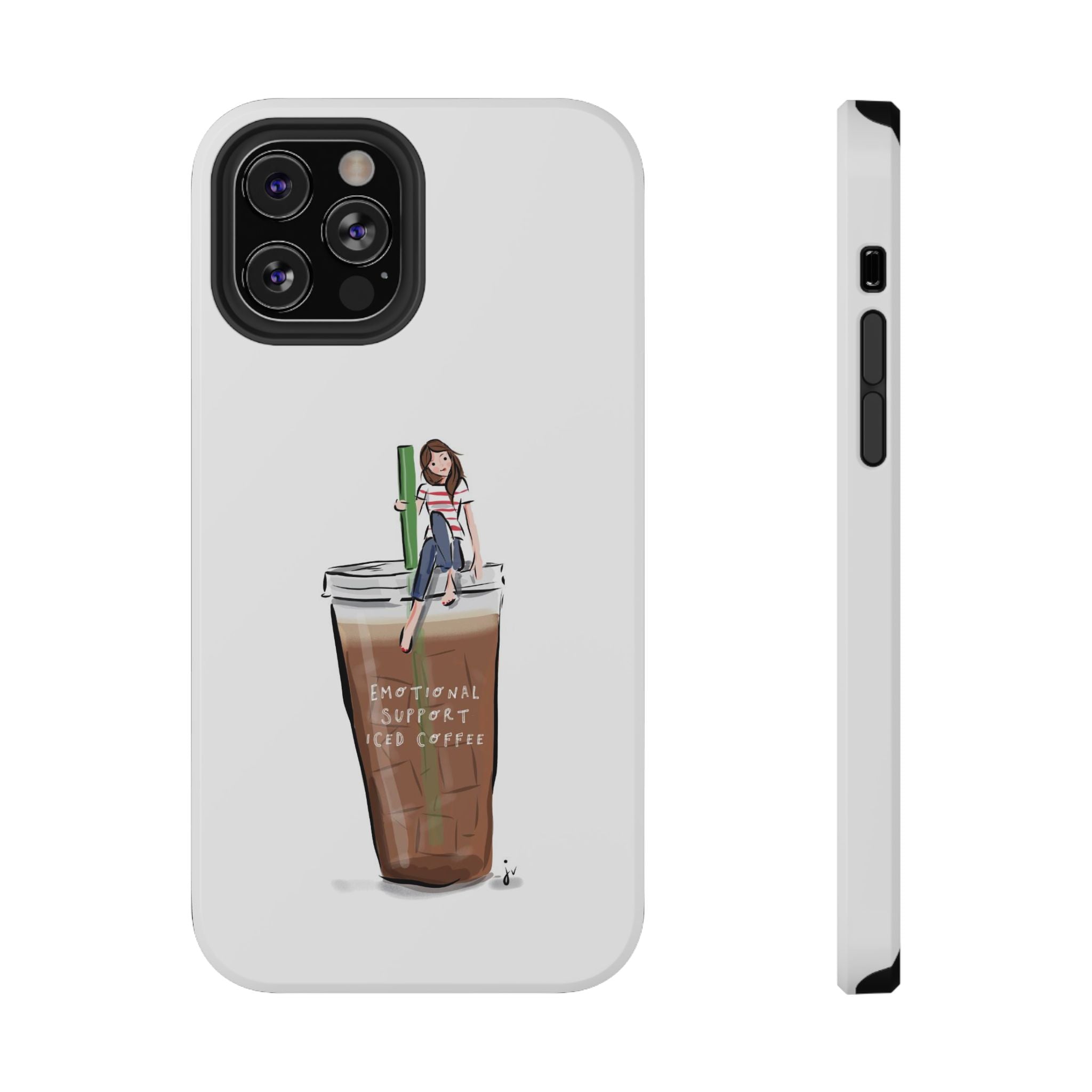 Iced Coffee & Me Phone Case — Cute Illustration 'Emotional Support Iced Coffee' Impact-Resistant Case