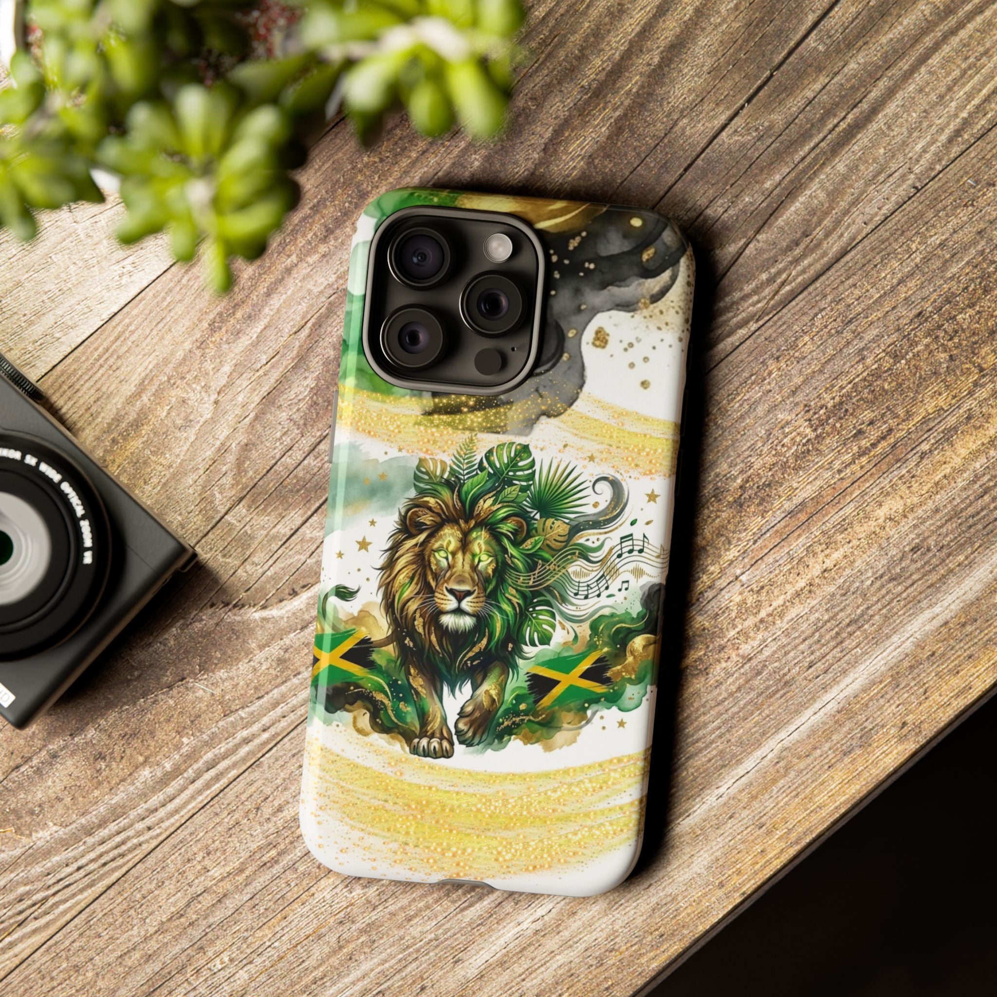 Reggae Lion Phone Case — Jamaican Flag Rasta Art Tough Phone Cover
