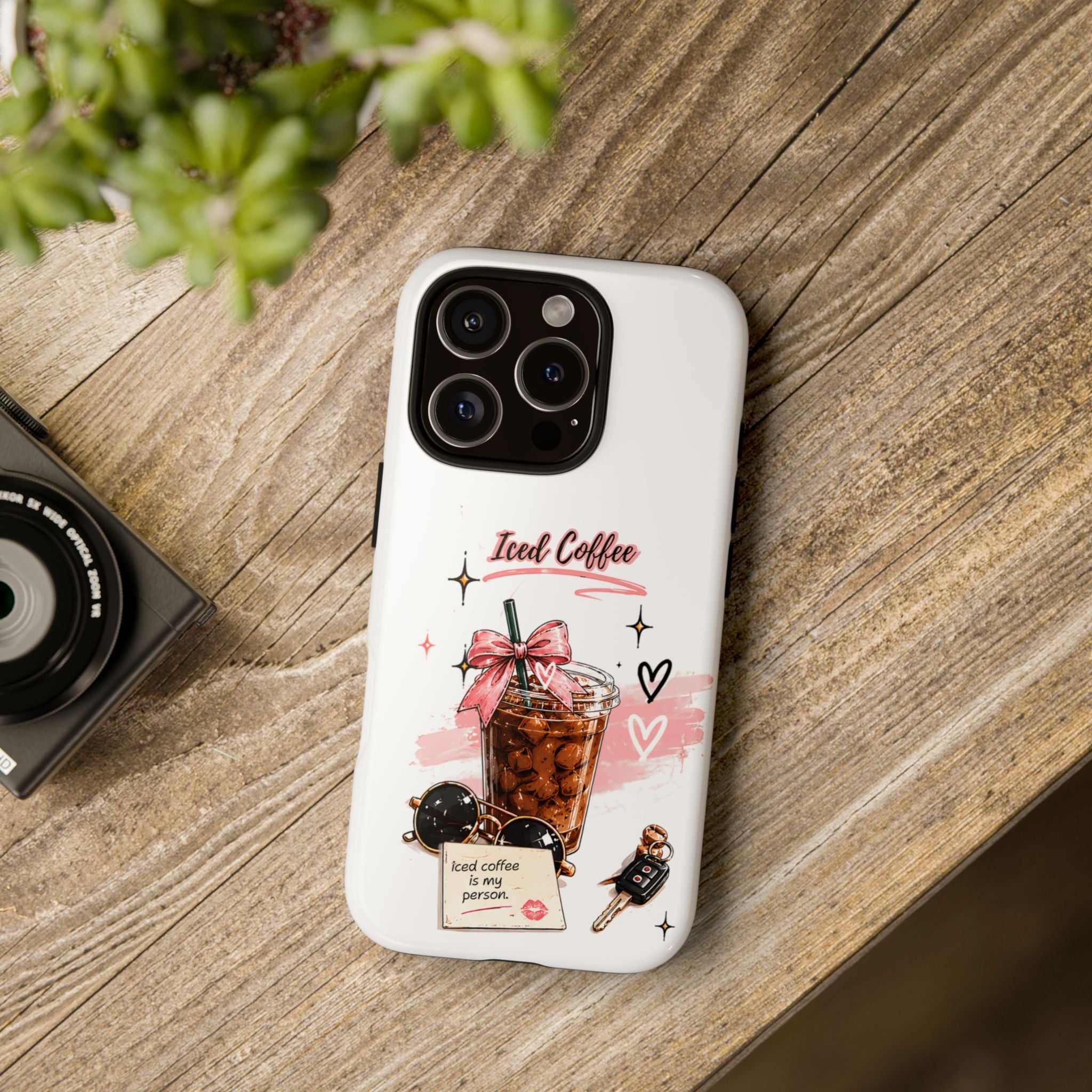 Iced Coffee Phone Case – Cute Pink Boba Design ("Iced coffee is my person")