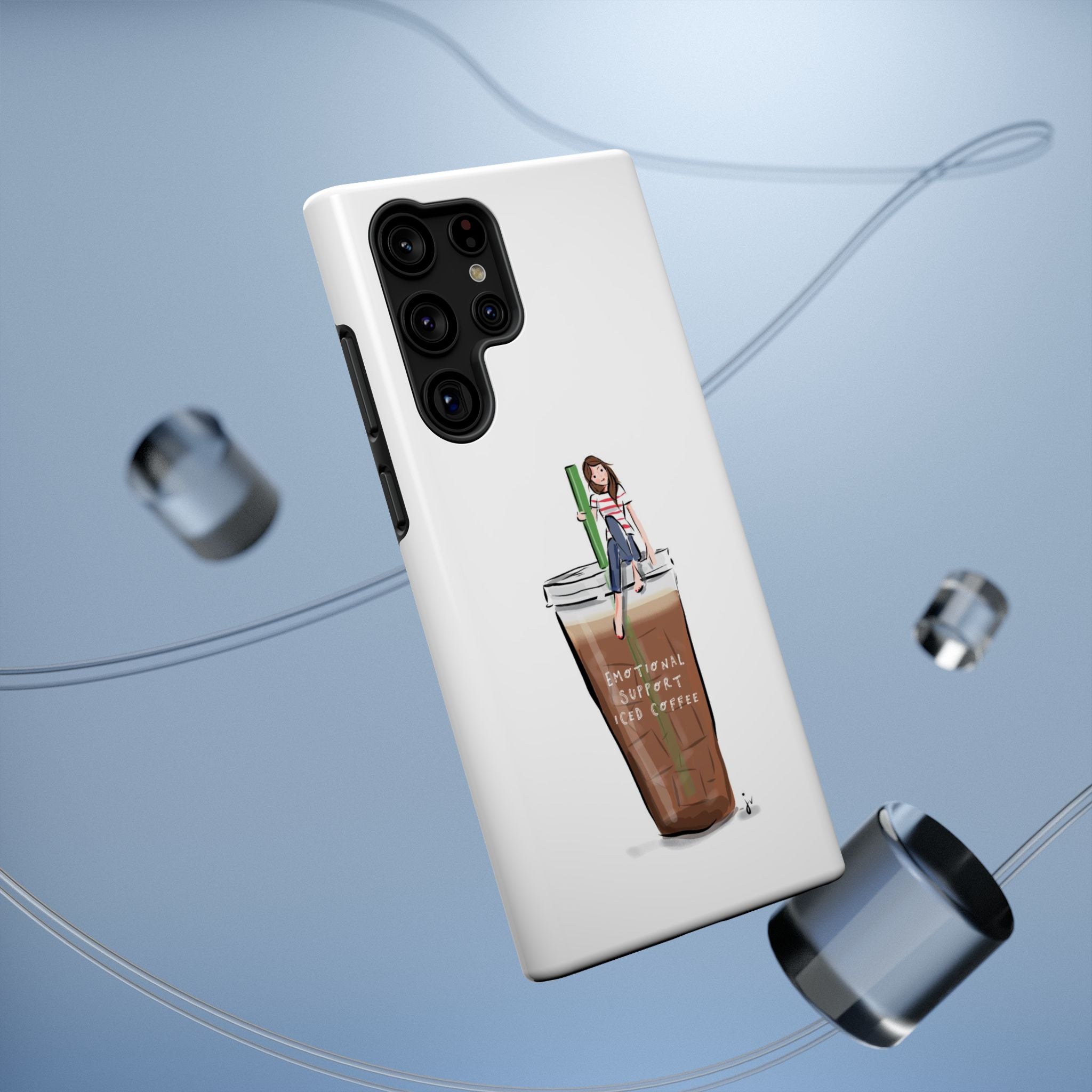 Iced Coffee & Me Phone Case — Cute Illustration 'Emotional Support Iced Coffee' Impact-Resistant Case