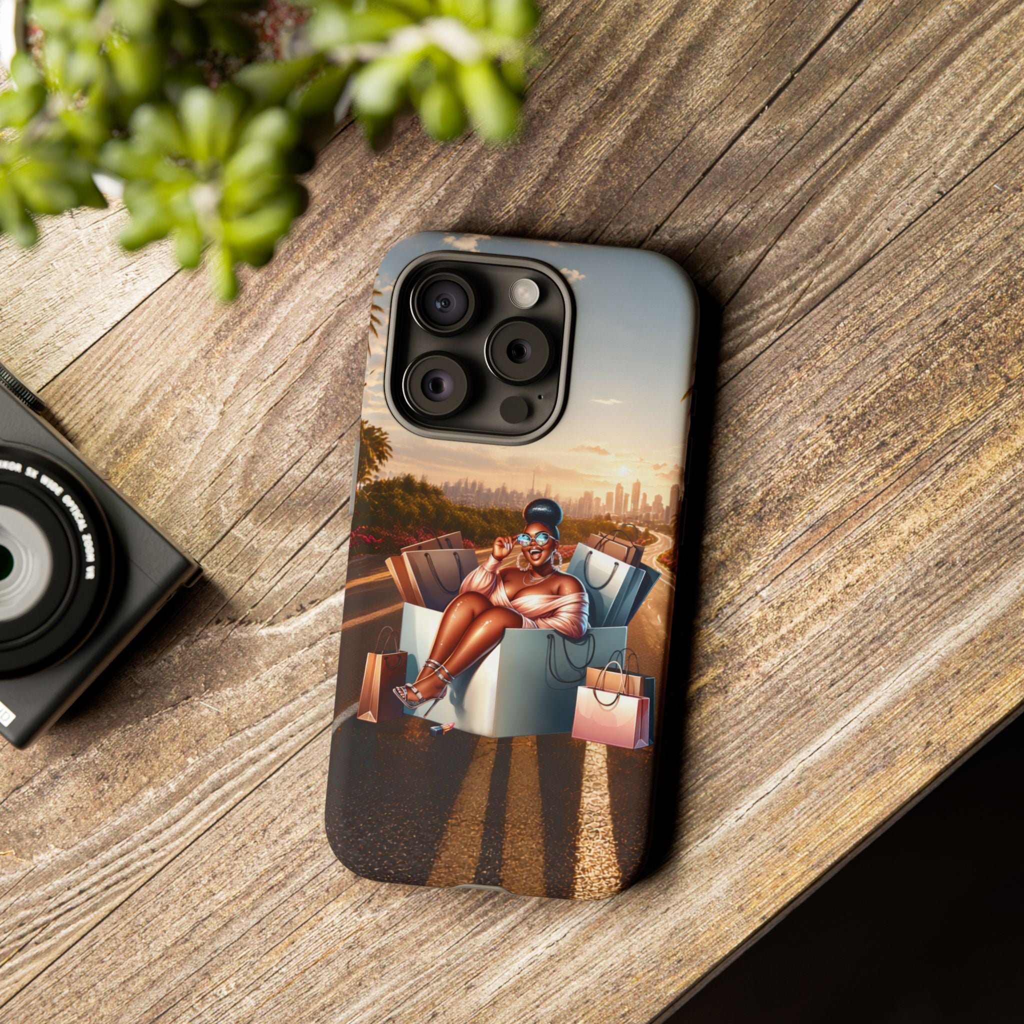 Phone Case — Chic Shopper Illustration on Cloud Background