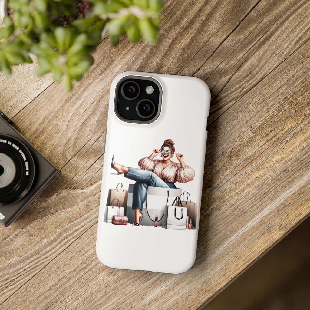 Magnetic Impact-Resistant Case — Luxury Shopper Goddess on Clouds Phone Cover