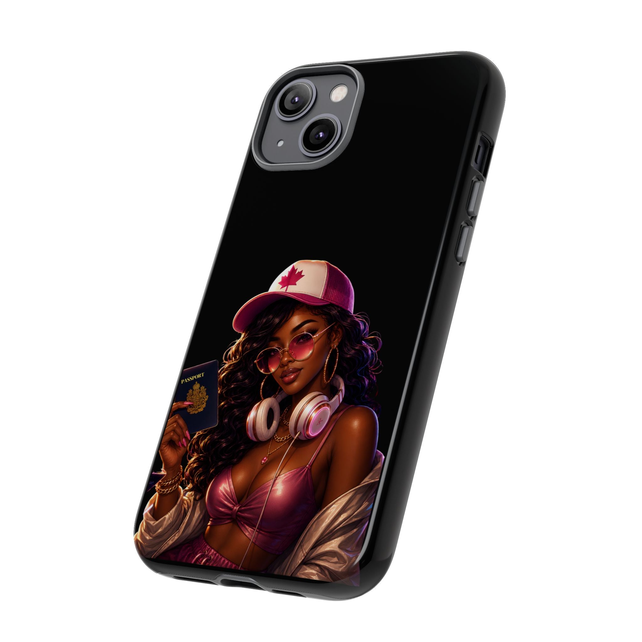 Phone Case — Stylish Urban Woman Design with Maple Cap