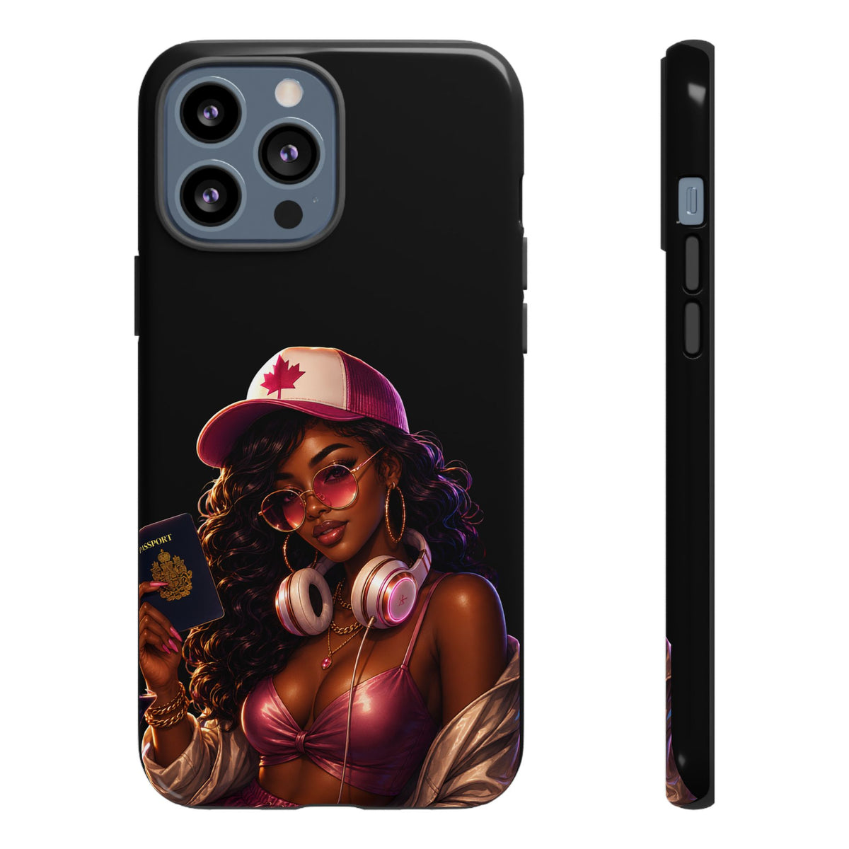 Phone Case - Cool Urban Woman with Headphones & Maple Hat