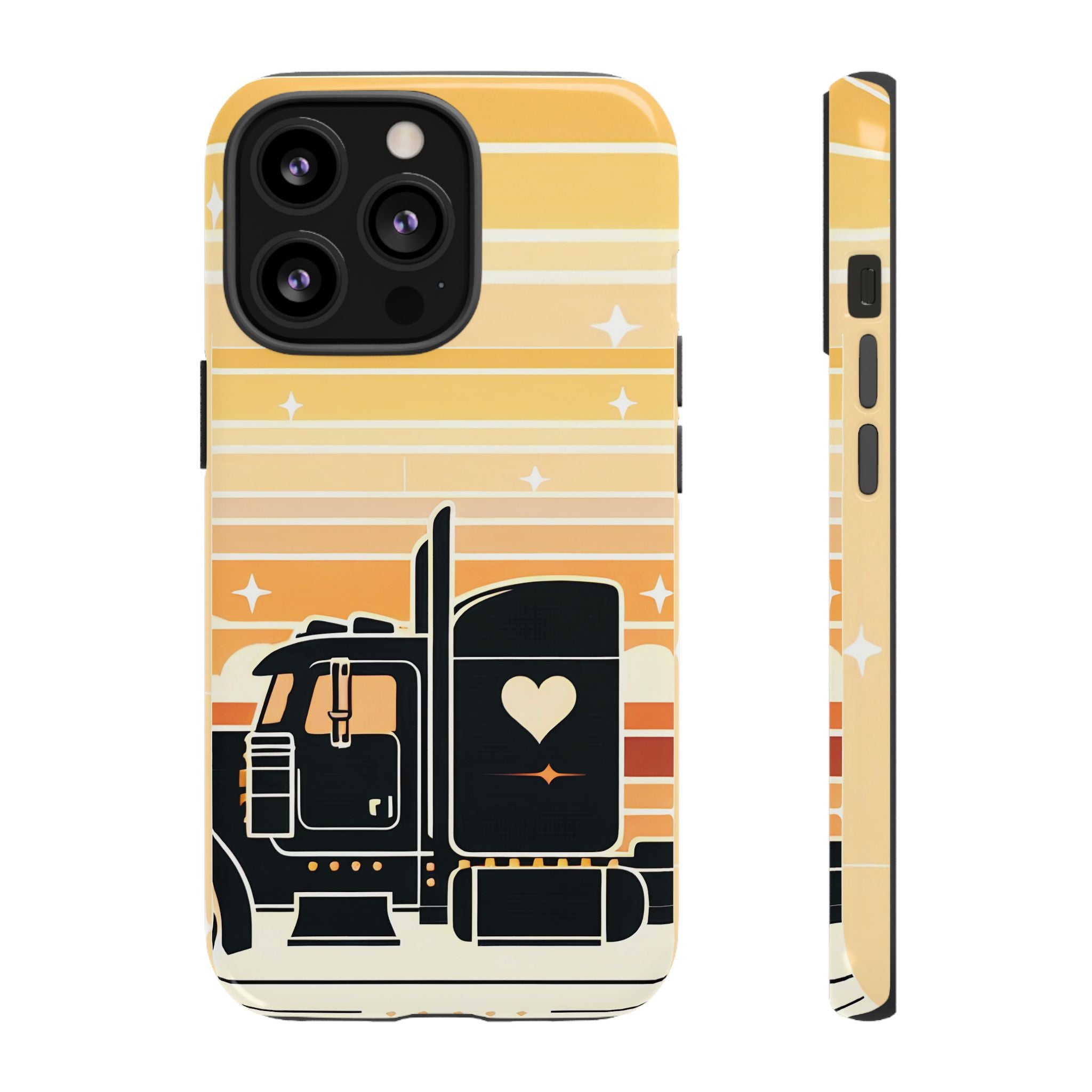Trucker Heart Phone Case — Retro Semi Truck Protective Phone Cover