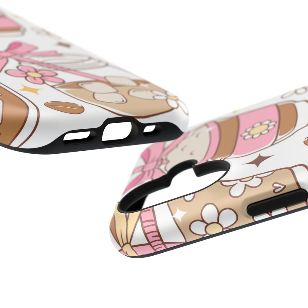 Cute Pink Coffee & Latte Pattern Impact Phone Case