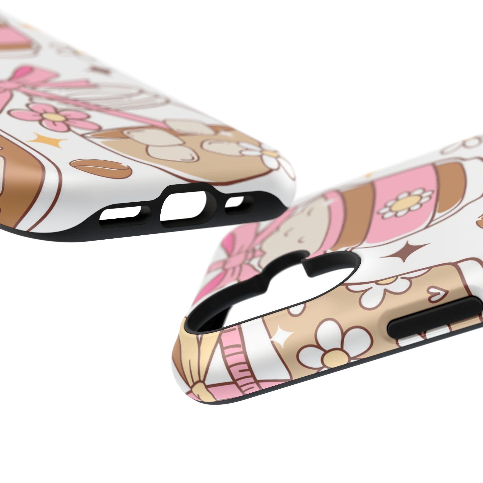 Cute Pink Coffee & Latte Pattern Impact Phone Case