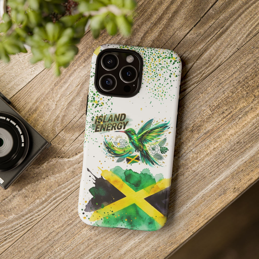 Island Energy Tough Phone Case — Colorful Hummingbird & Tropical Sunset Protective Cover