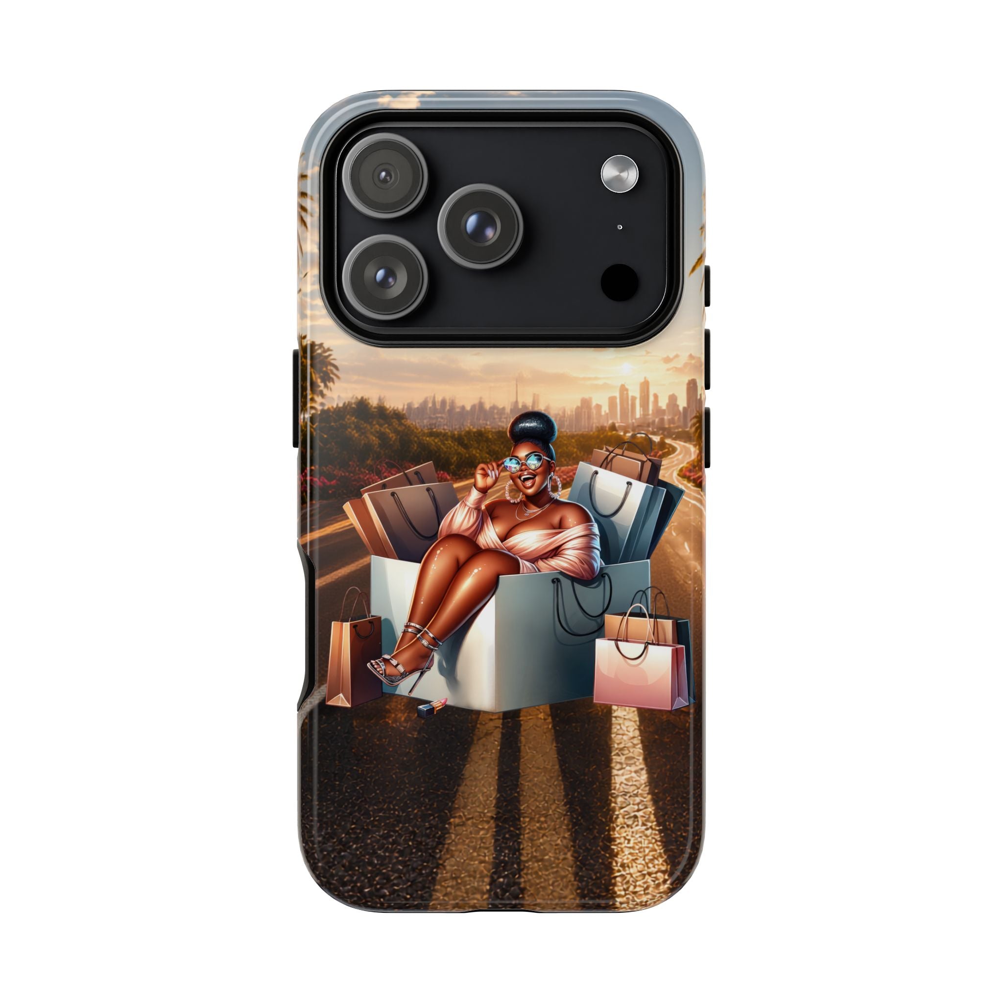 Phone Case — Chic Shopper Illustration on Cloud Background