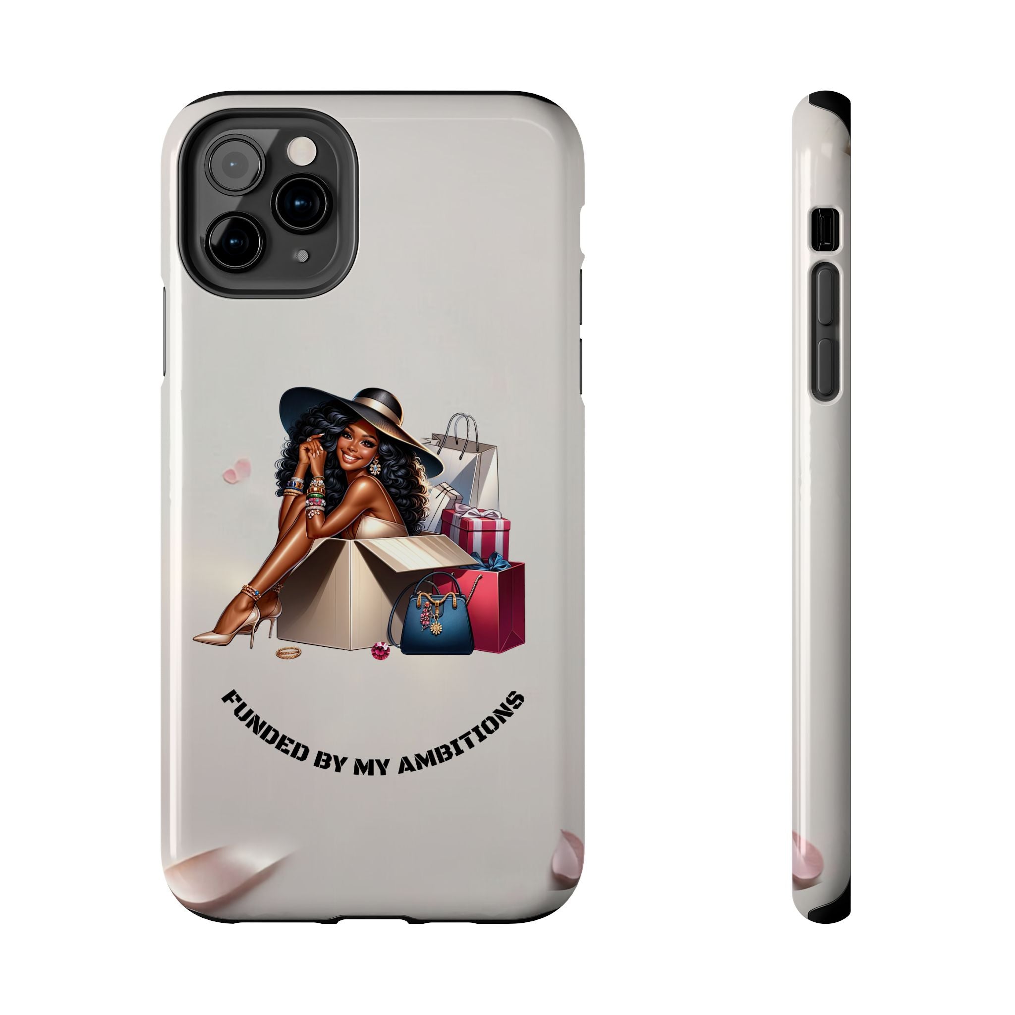 Chic Shopper Tough Phone Case — Stylish Black Woman with Shopping Bags