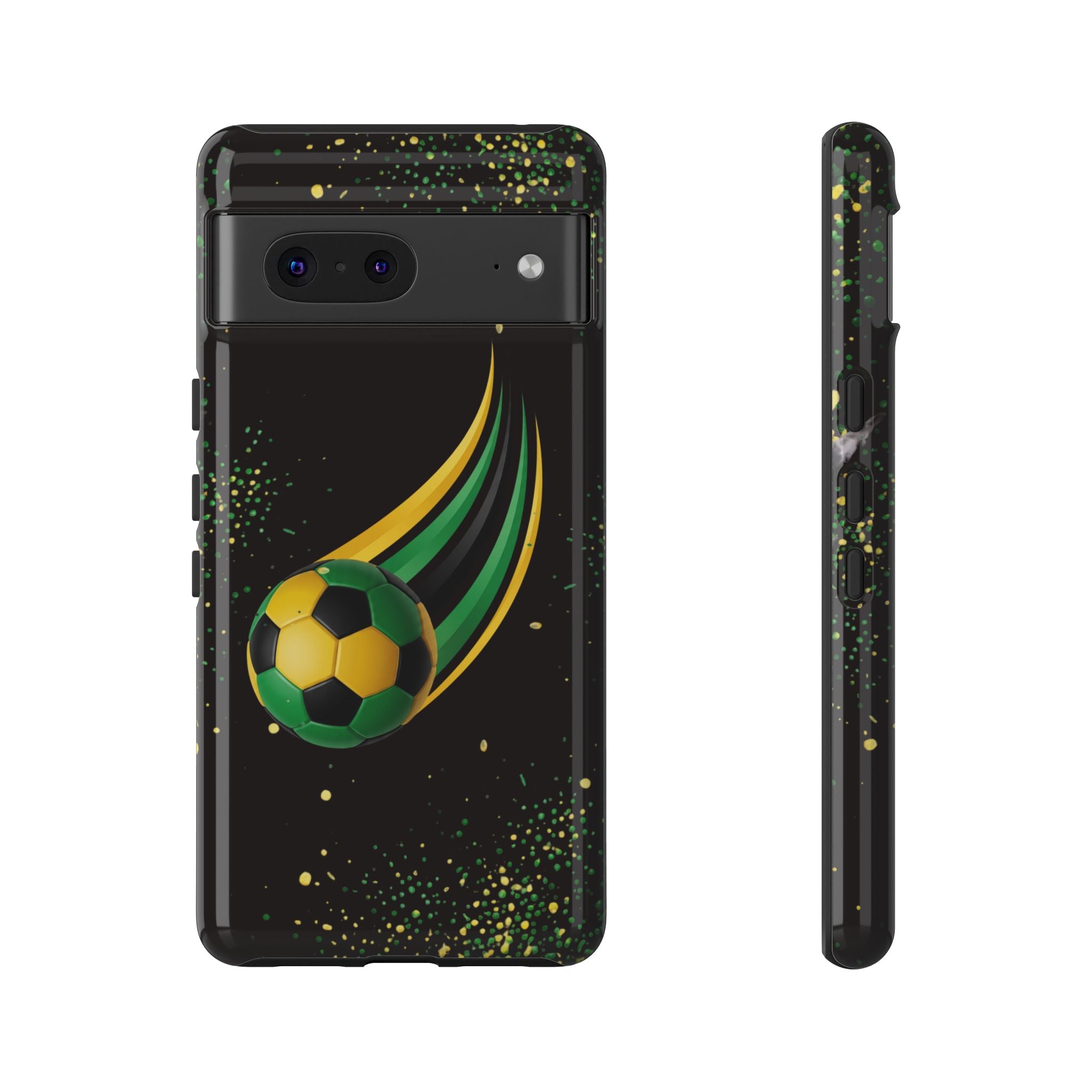 Soccer Comet Tough Phone Case – Green & Yellow Football Design