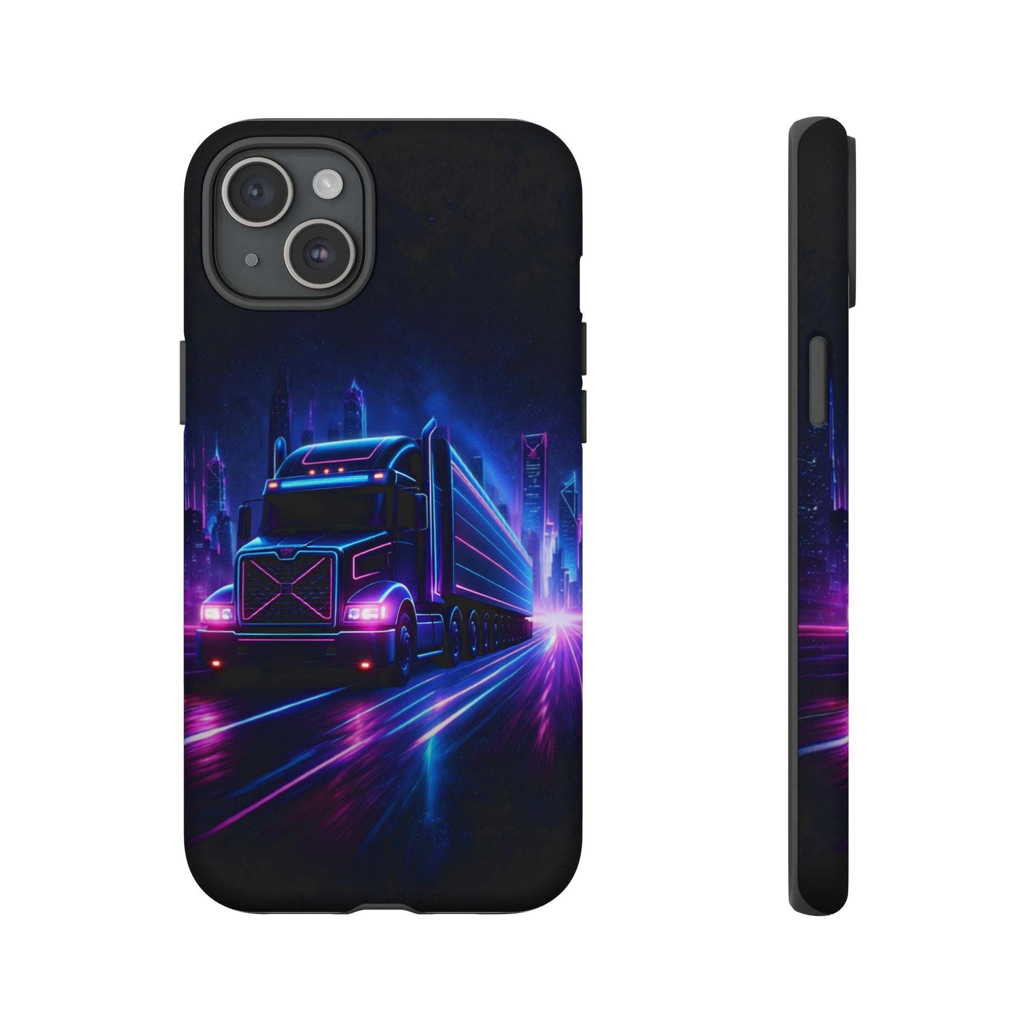 Neon Retro Rig Phone Case — Trucker Semi Truck Nightscape Protective Case
