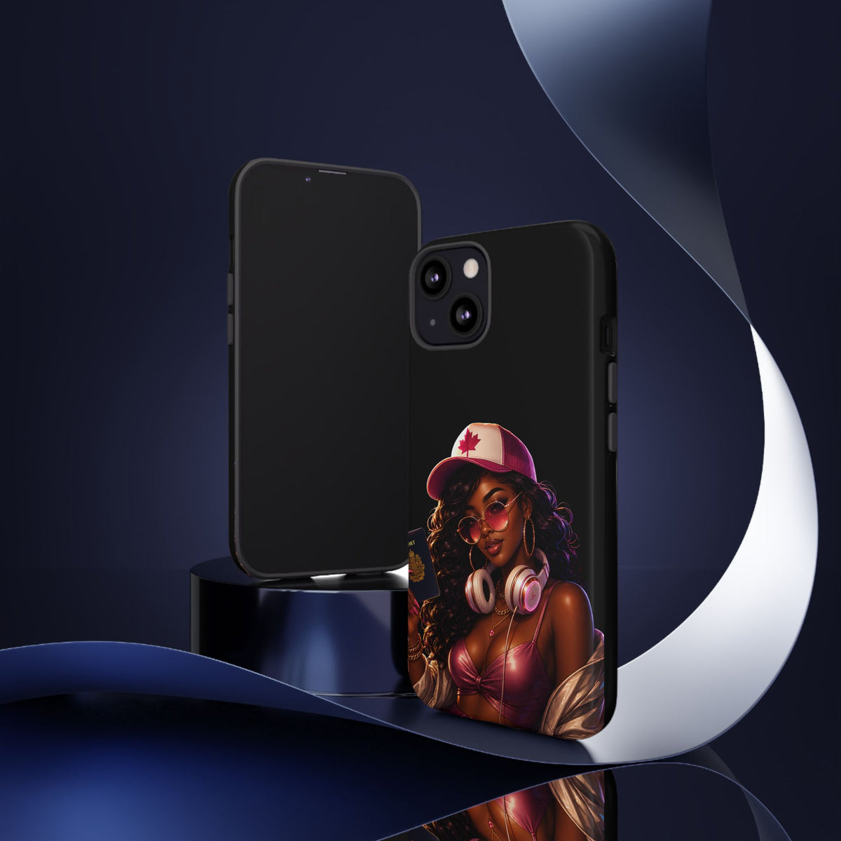 Phone Case - Cool Urban Woman with Headphones & Maple Hat