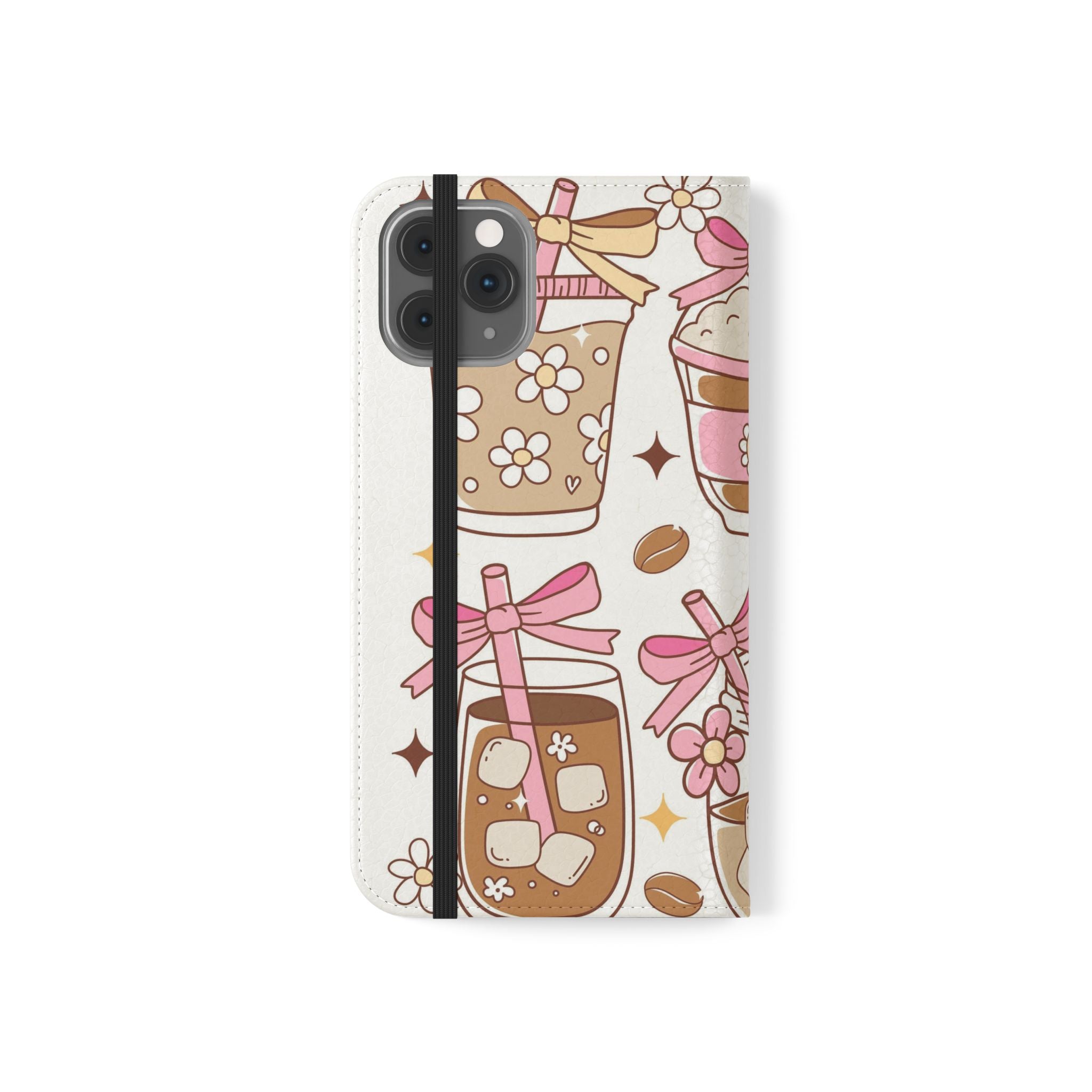 Cute Coffee & Latte Flip Phone Case – Cozy Boba & Dessert Wallet Cover