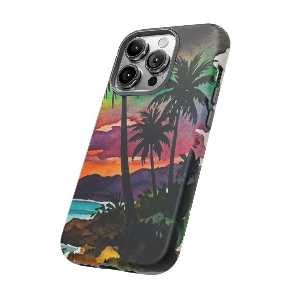 Tropical Sunset Phone Case – Palm Tree Beach Protective Cover