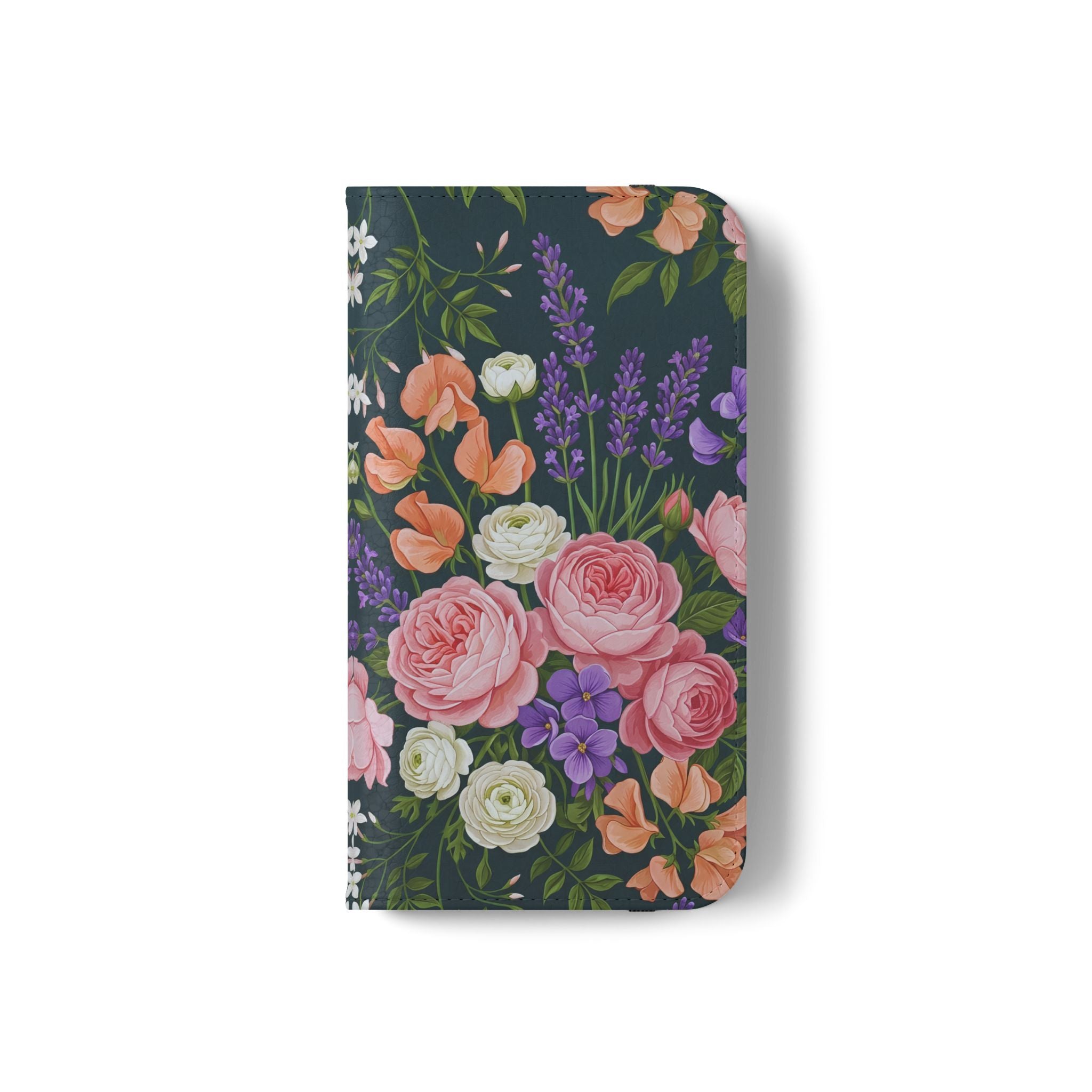 Floral Flip Phone Case -Wallet Cover with Card Slots