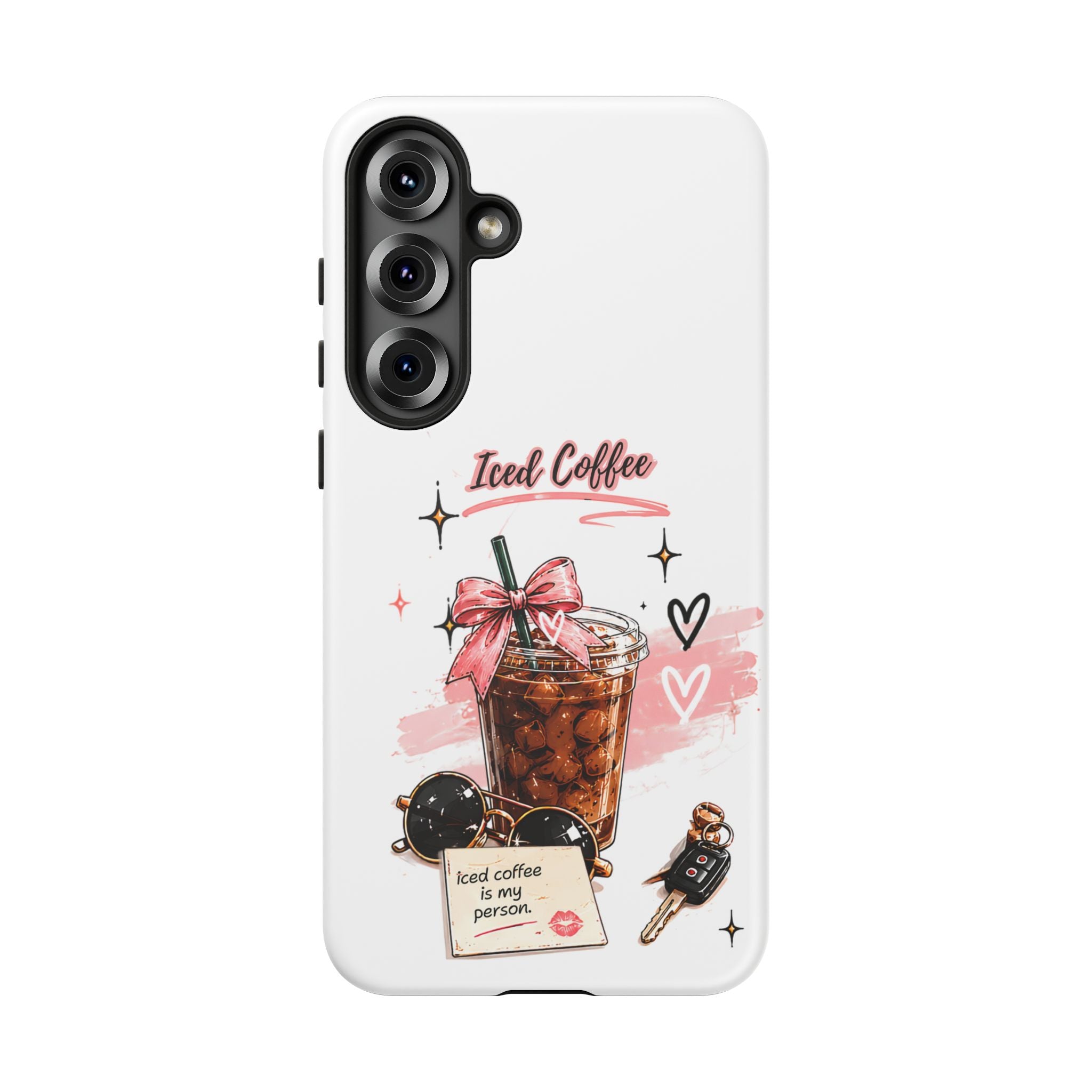 Iced Coffee Phone Case – Cute Pink Boba Design ("Iced coffee is my person")