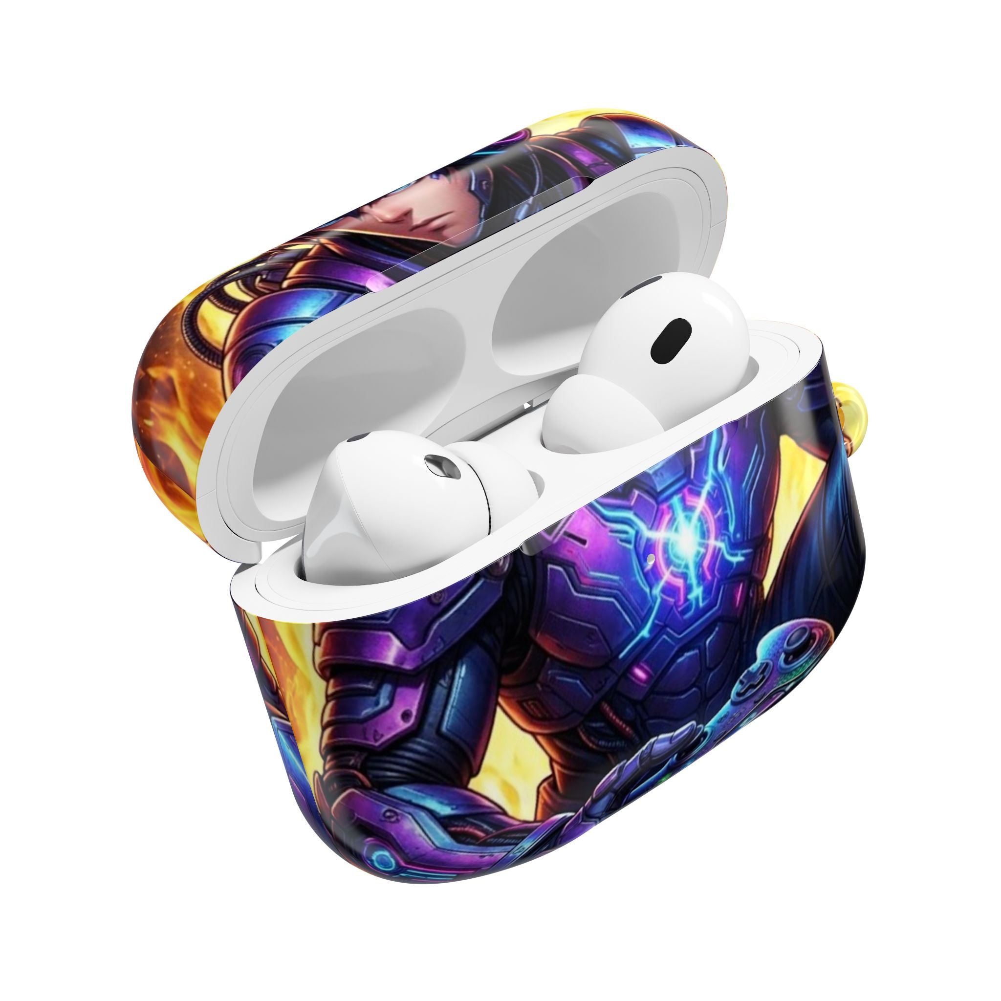 Gamer Anime AirPod Case — Neon Cyber Warrior Design