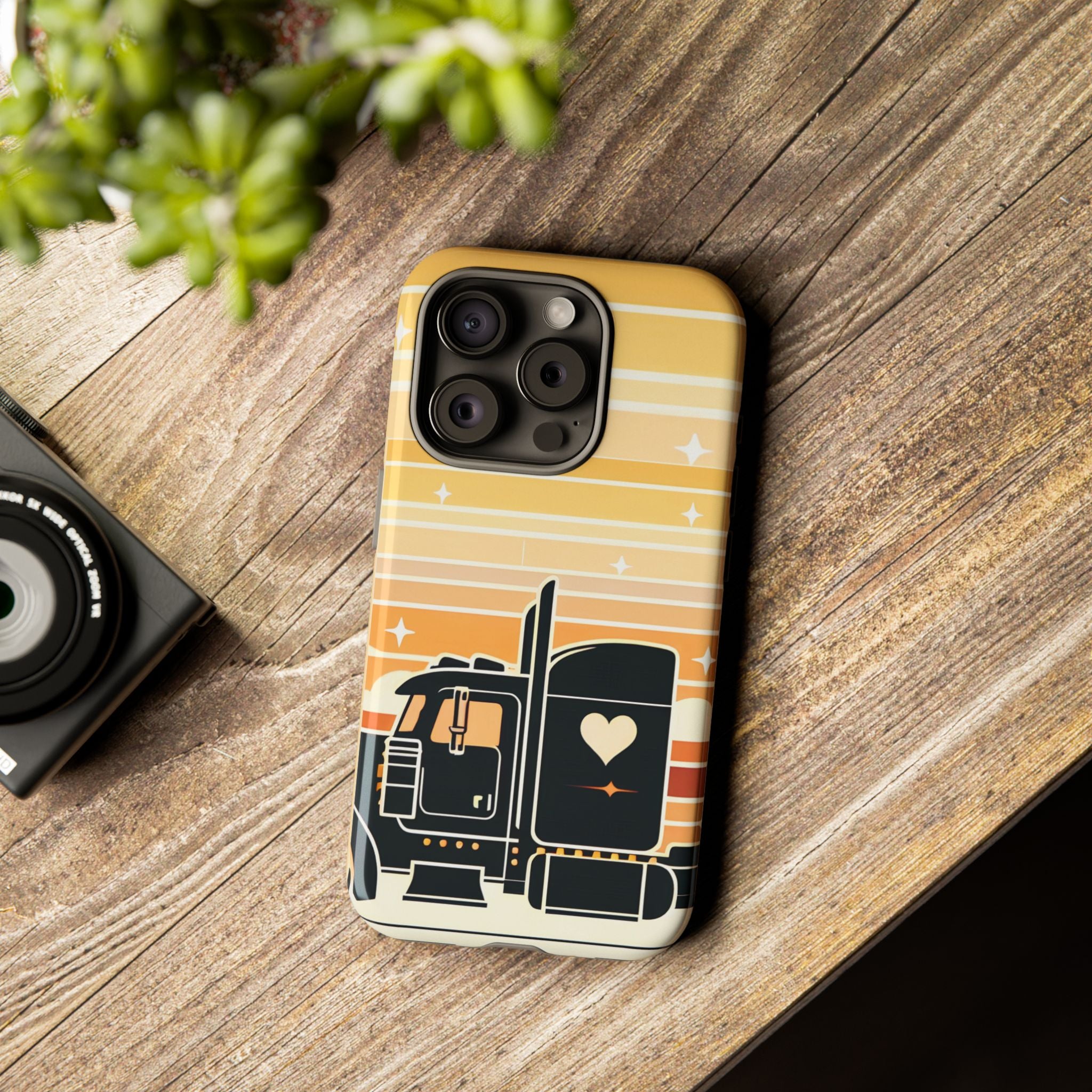 Trucker Heart Phone Case — Retro Semi Truck Protective Phone Cover