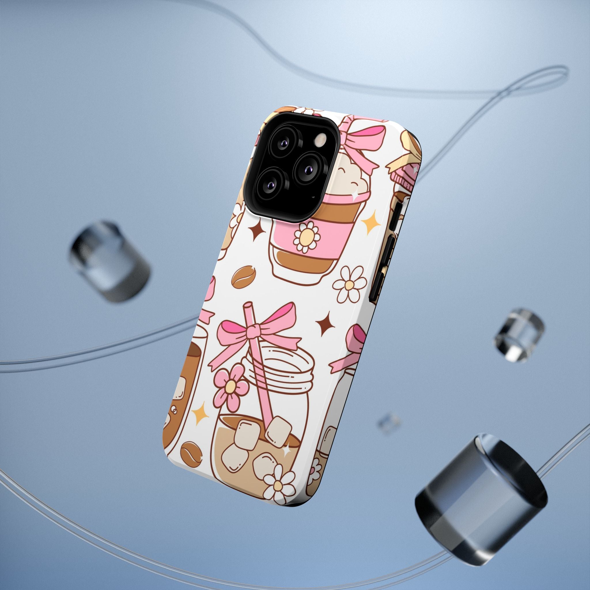 Cute Pink Coffee & Latte Pattern Impact Phone Case