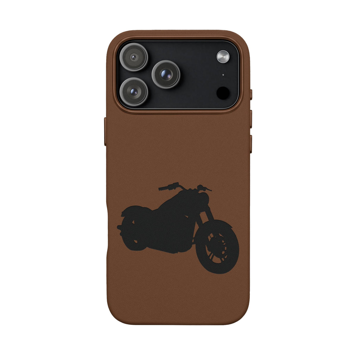 Engraved PU Leather Phone Case — Motorcycle Silhouette