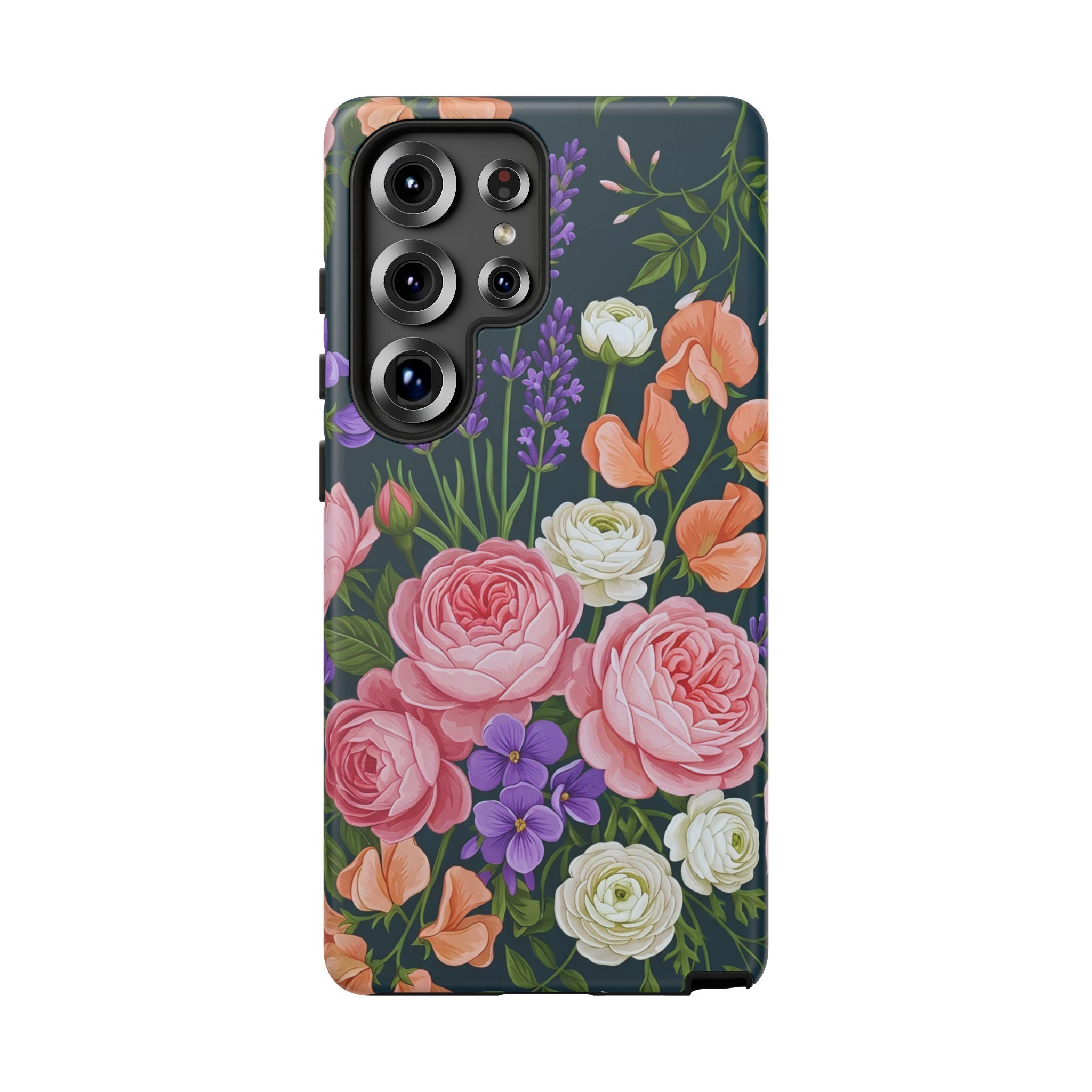 Floral Bouquet Phone Case — Vintage Roses & Lavender Protective Cover