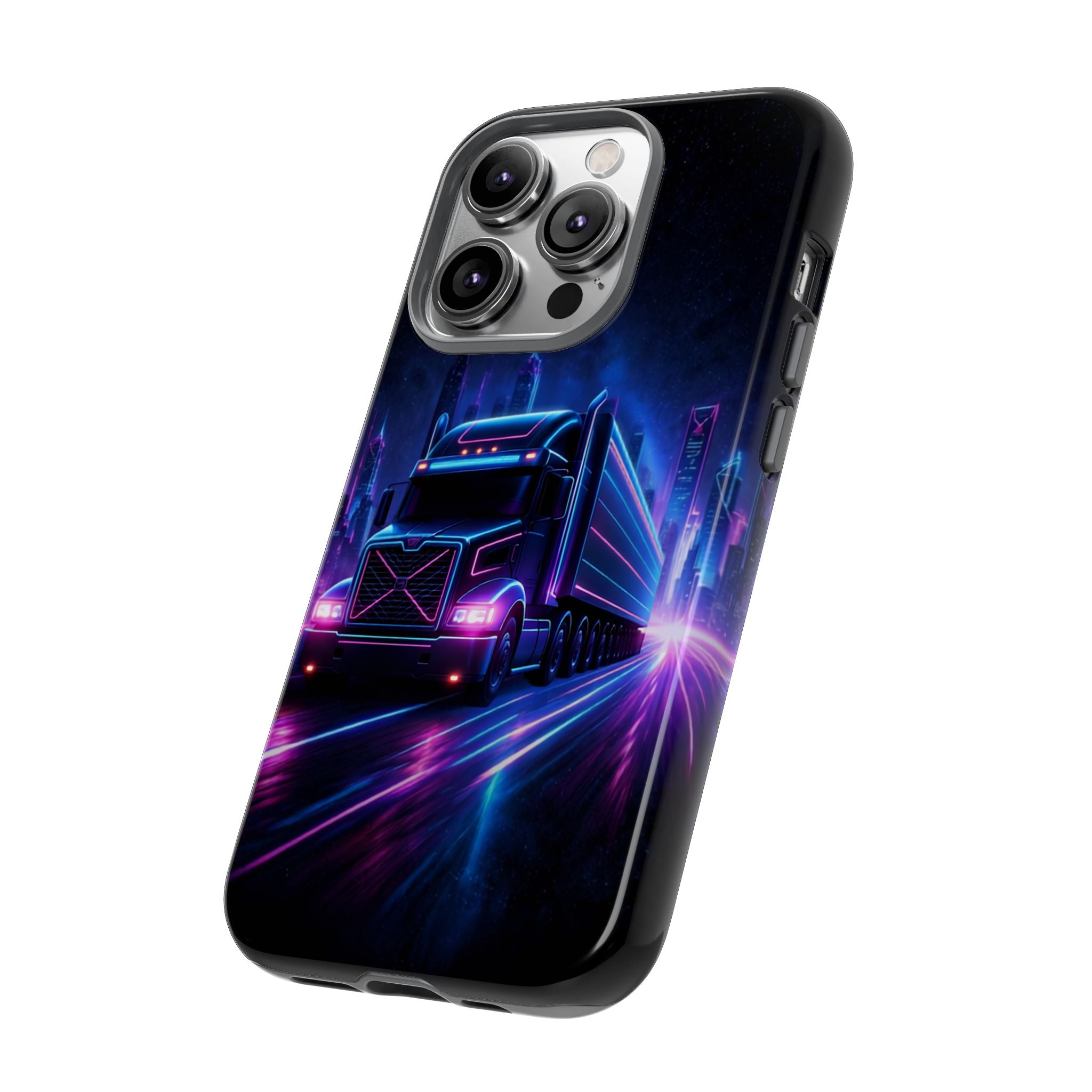 Neon Retro Rig Phone Case — Trucker Semi Truck Nightscape Protective Case