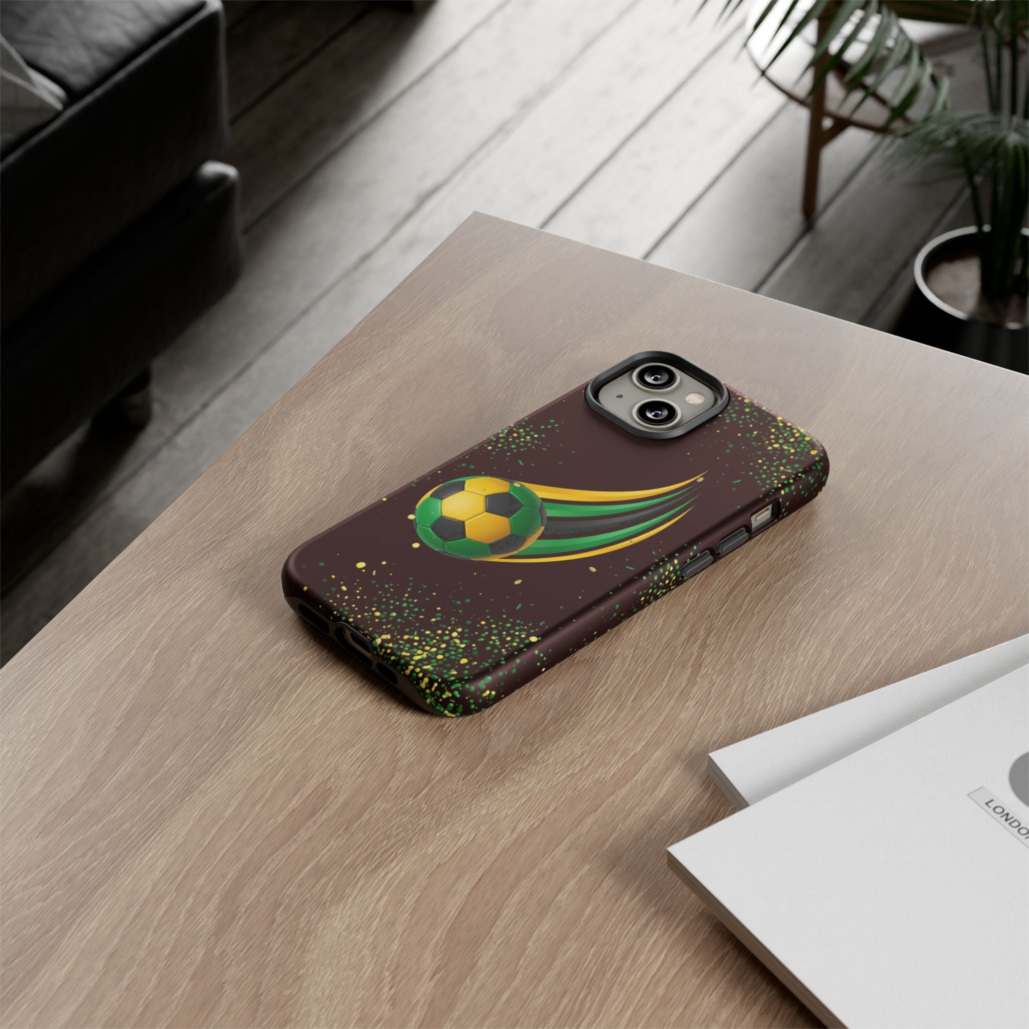 Soccer Comet Tough Phone Case – Green & Yellow Football Design