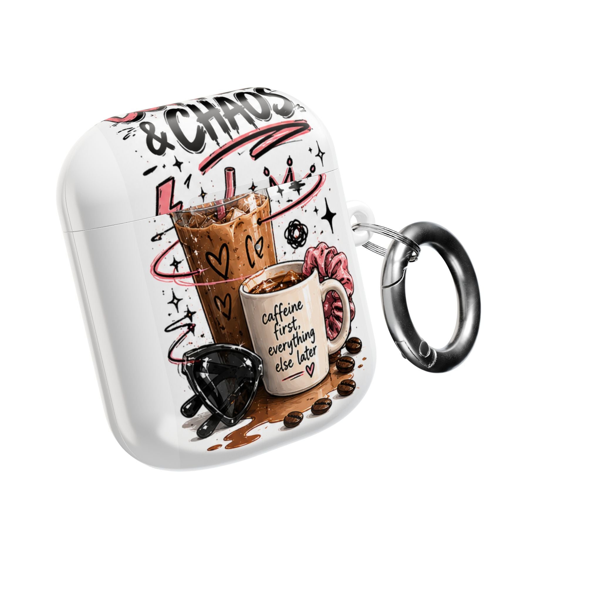 Coffee Lover AirPod Case — “Caffeine First, Everything Else Later” Protective Case