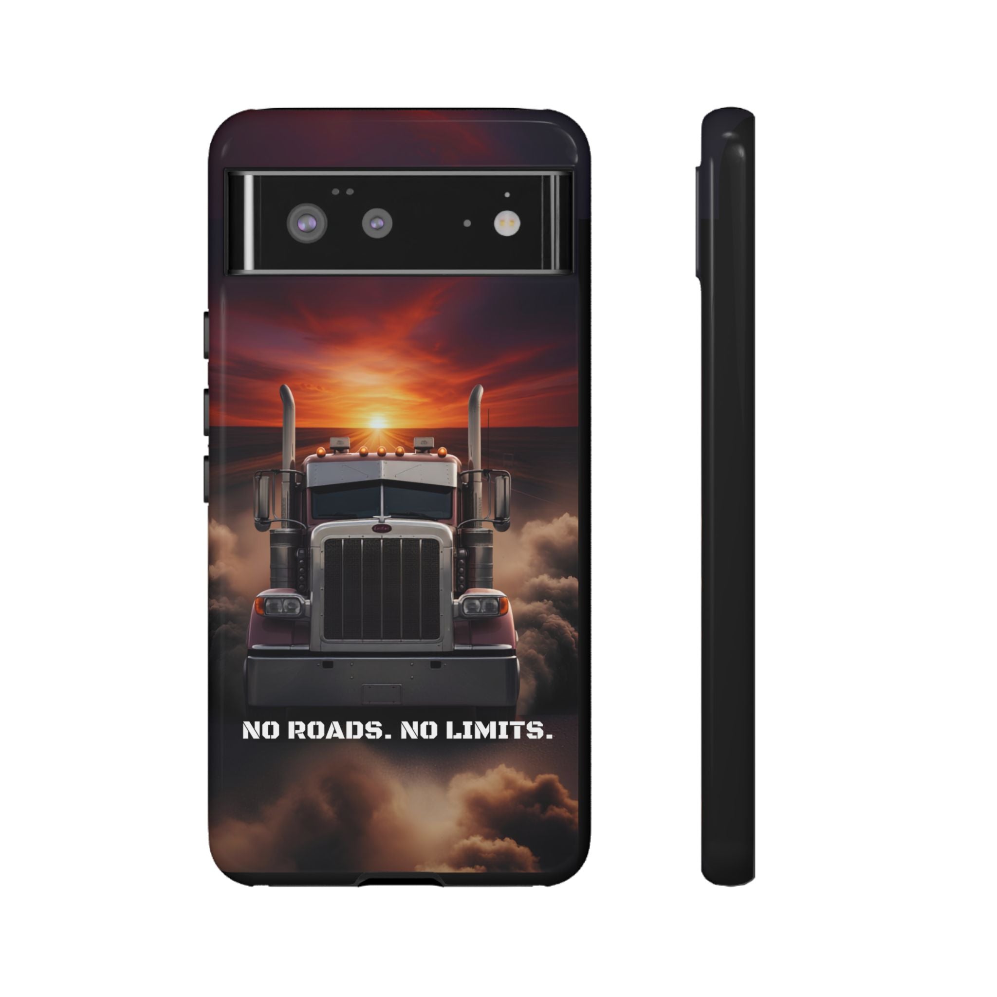 Truck Phone Case — "No Roads. No Limits." Sunset Semi Truck Protective Case