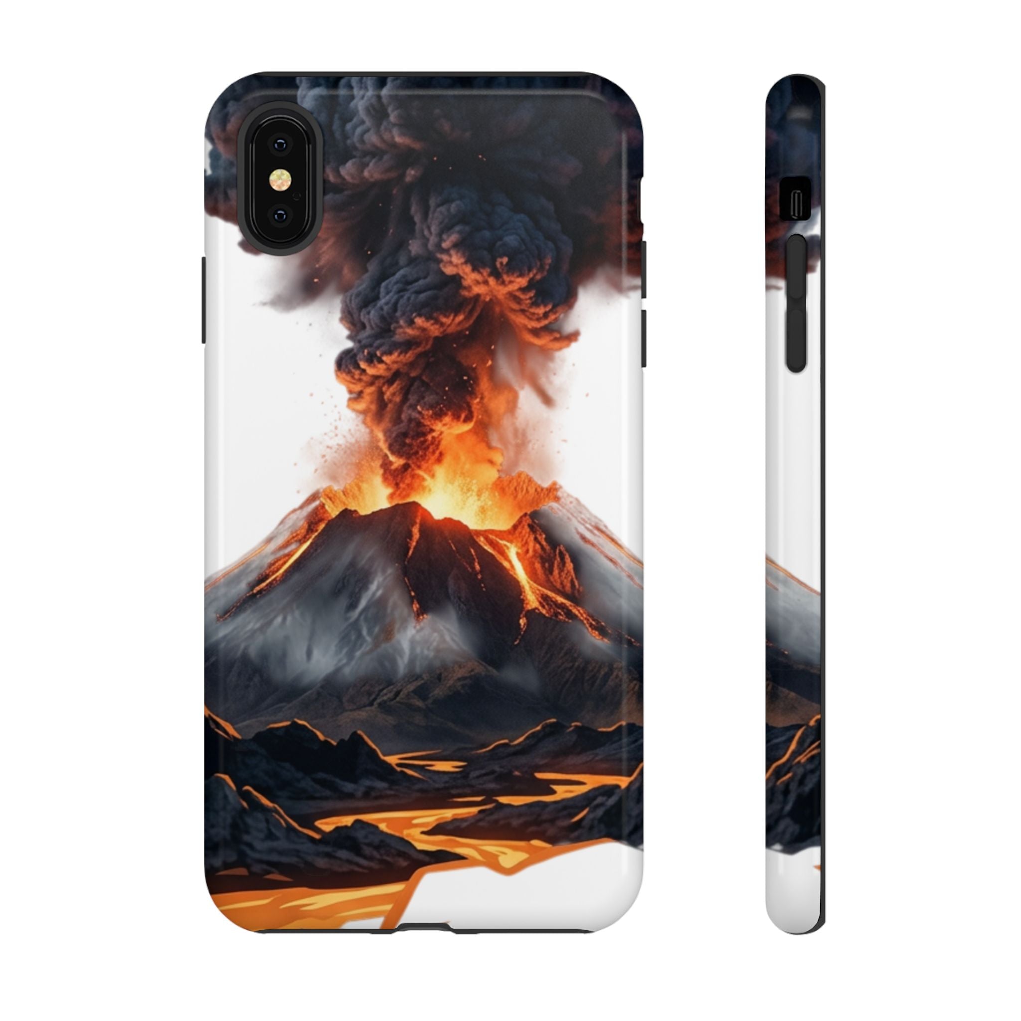Volcano Eruption Tough Phone Case — Fiery Lava Protective Cover
