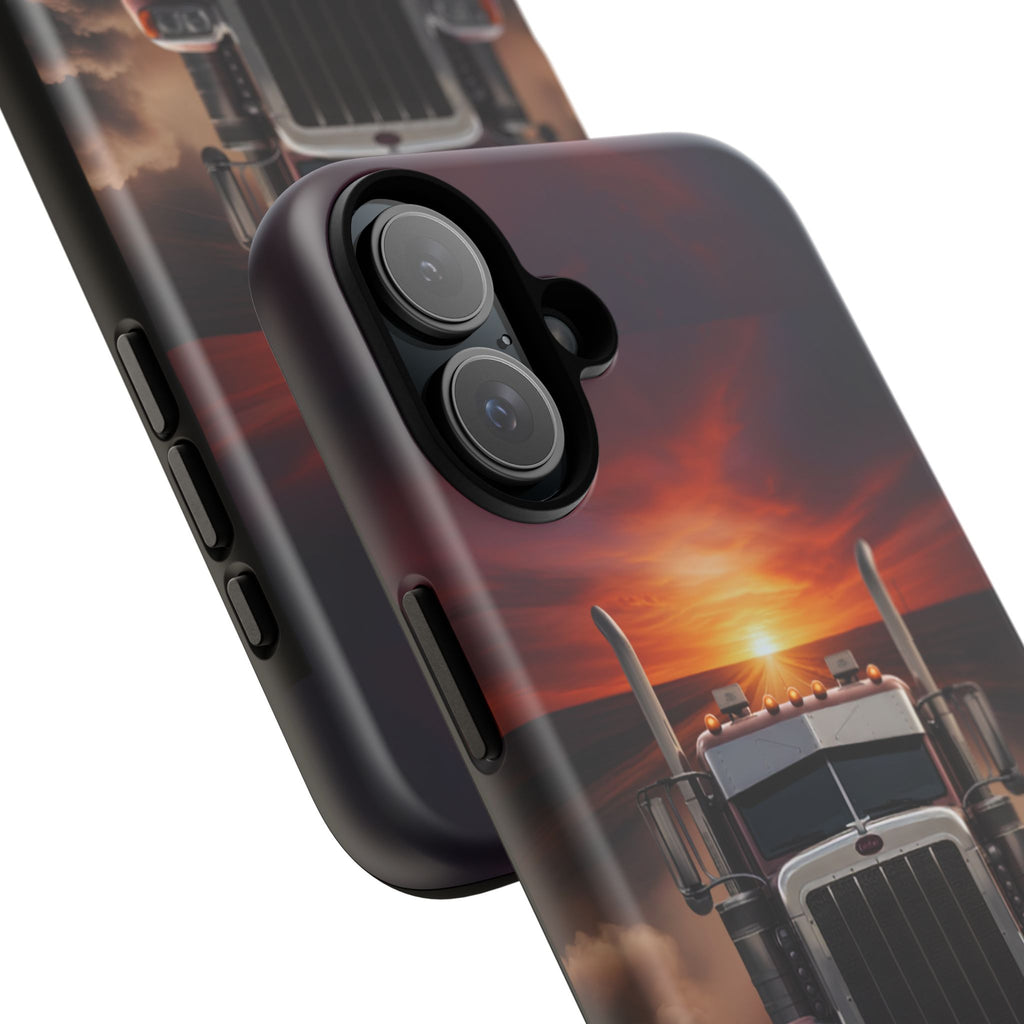 Truck Phone Case — "No Roads. No Limits." Sunset Semi Truck Protective Case