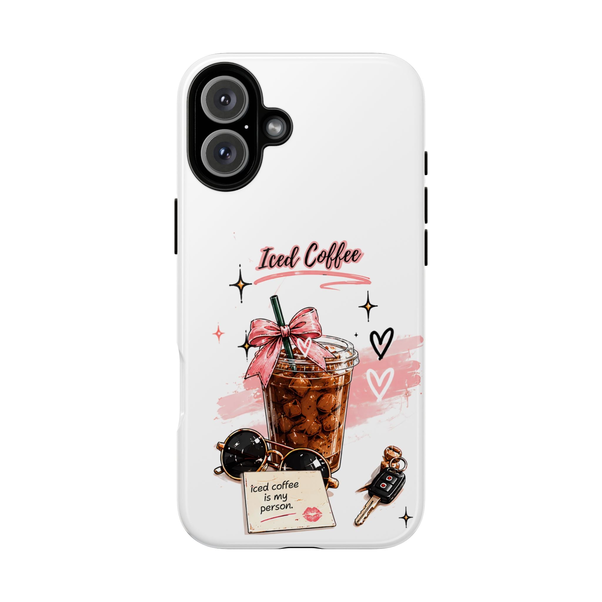 Iced Coffee Phone Case – Cute Pink Boba Design ("Iced coffee is my person")