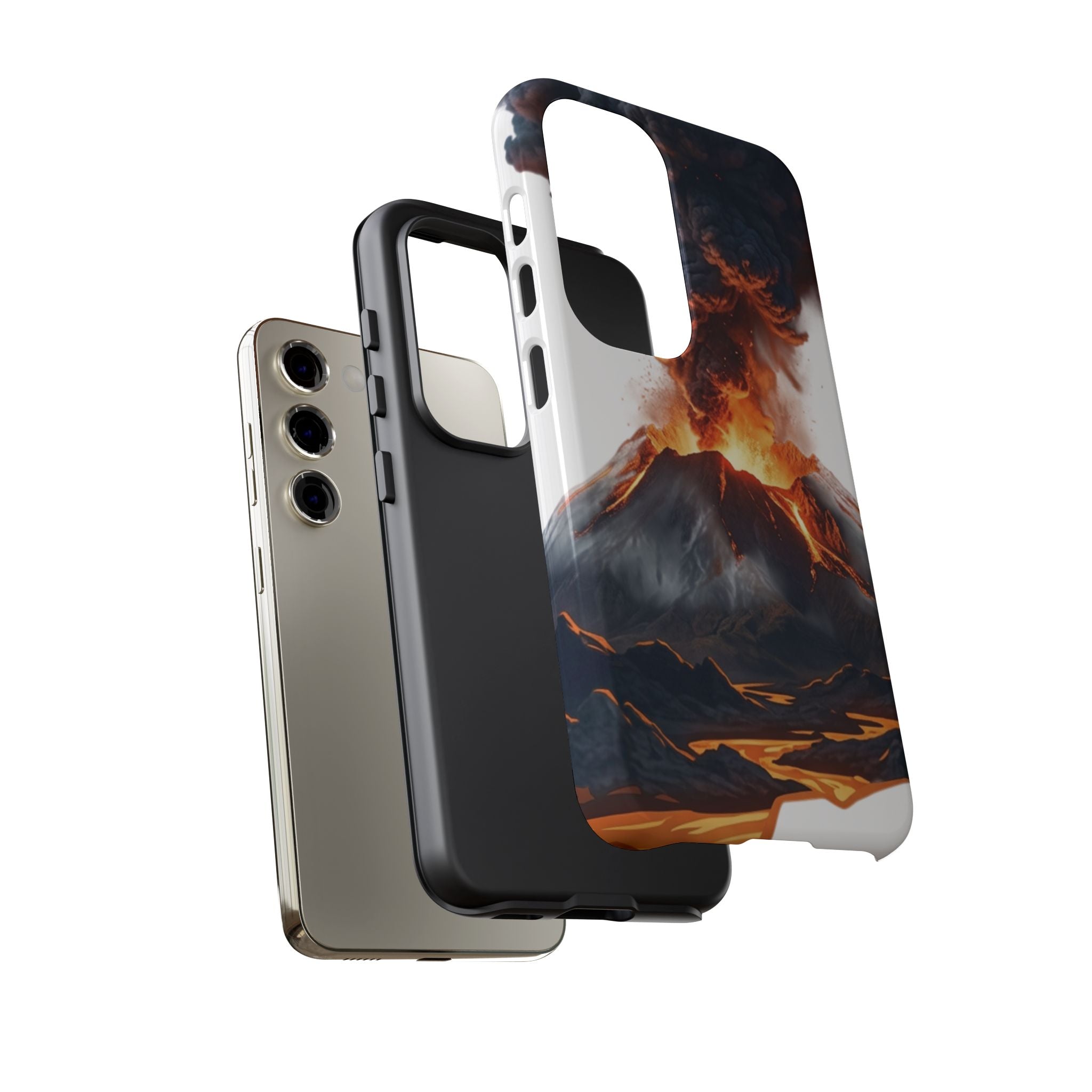Volcano Eruption Tough Phone Case — Fiery Lava Protective Cover