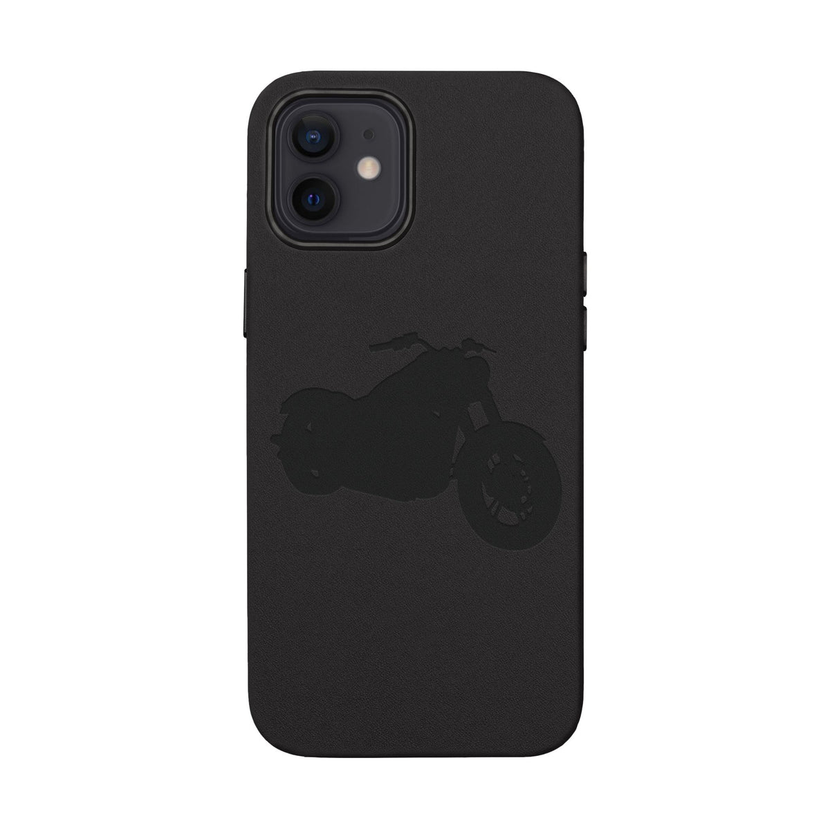 Engraved PU Leather Phone Case — Motorcycle Silhouette